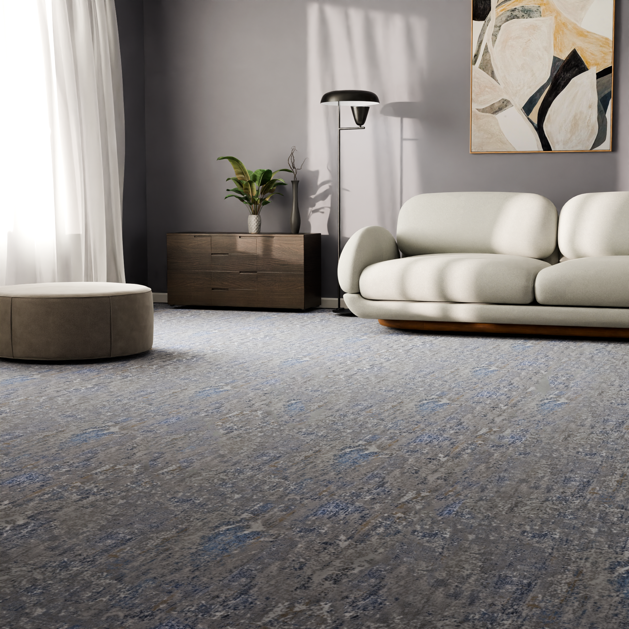 Изображение товара Ковровое покрытие полиамид Bruges принт серый 3.5 м для дома и офиса