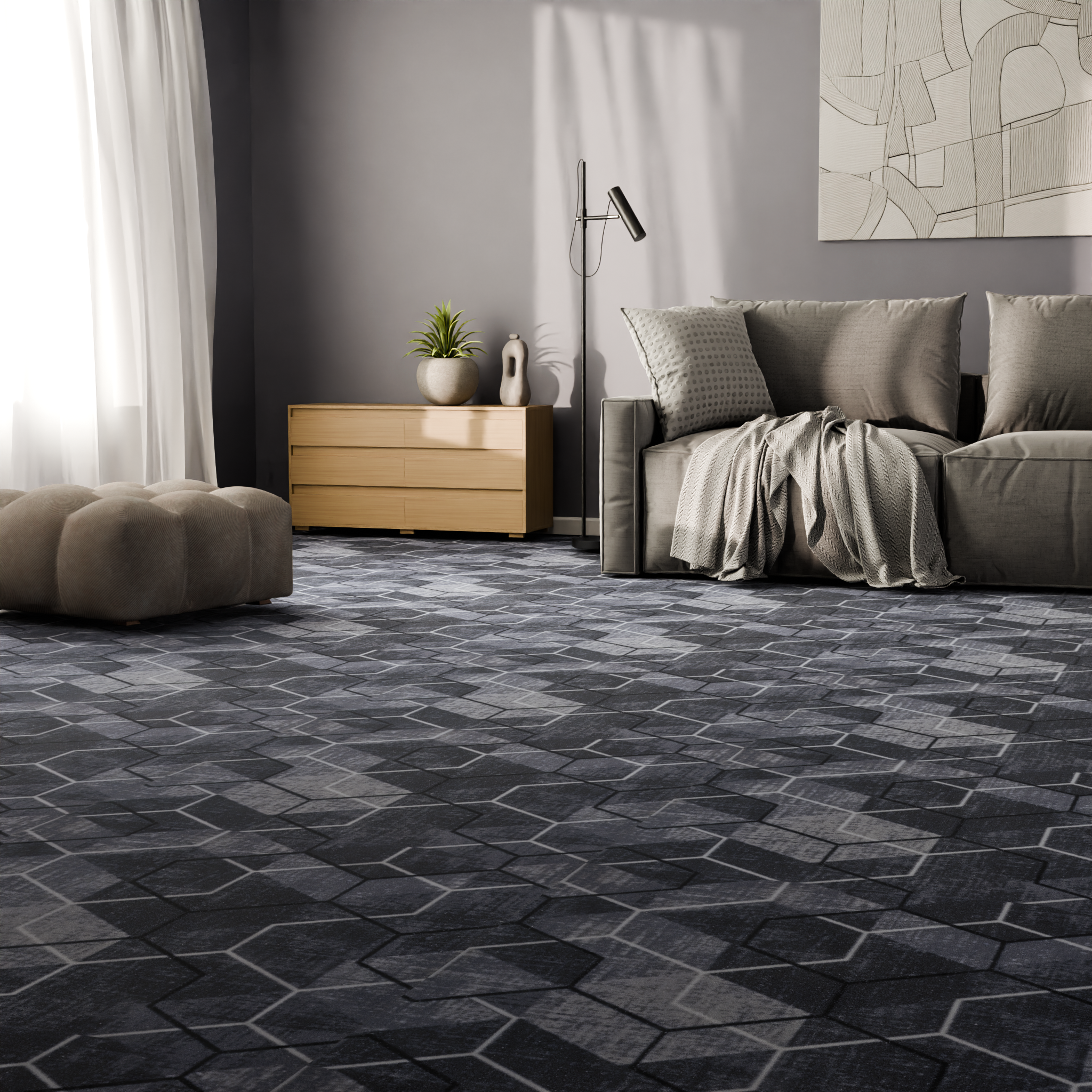 Изображение товара Ковровое покрытие полиамид Milan принт темно-серый 2.5 м