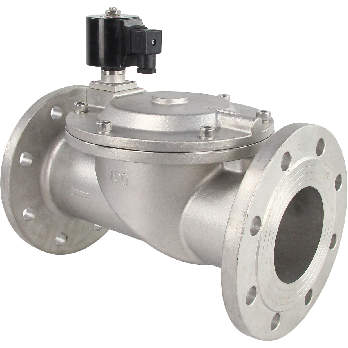 Изображение товара Клапан электромагнитный нормально-закрытый DN.ru VSF-601N-PU-NC DN100 PN10 нержавеющая сталь D130-05989