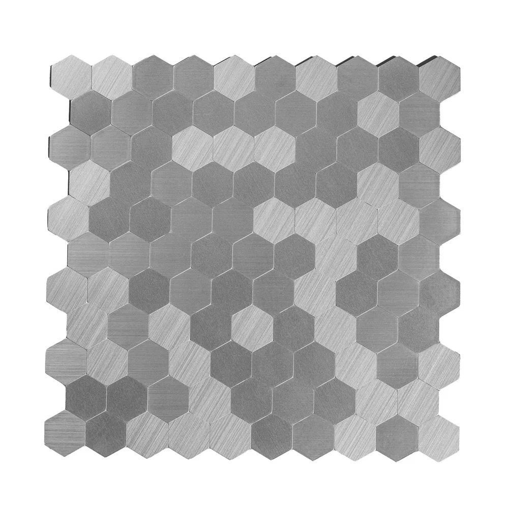 Изображение товара Мозаика Керамоград Al01 алюминий и пластик 27x28 см серебристая для стен интерьера