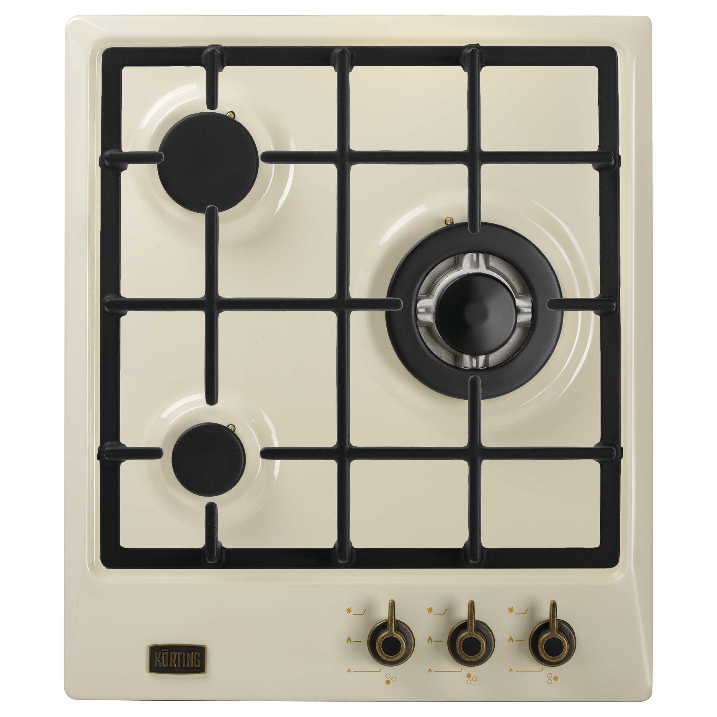 Изображение товара Газовая варочная панель Korting HG 465 CTRB 45 см 3 конфорки ретро дизайн слоновая кость