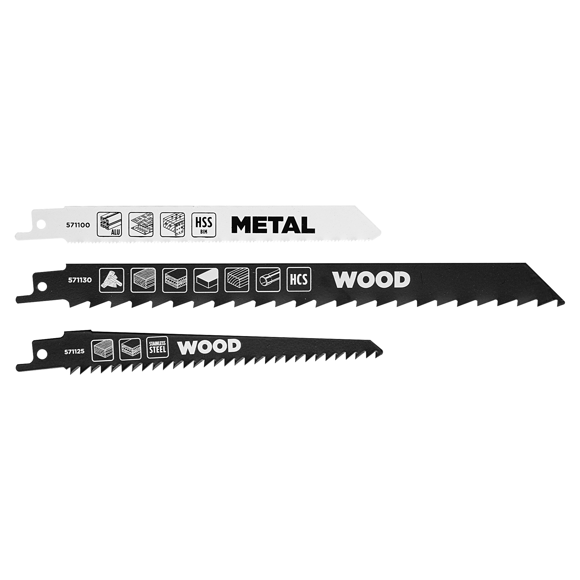 Изображение товара Набор полотен для сабельной пилы KWB 571070 3 шт универсальные по дереву и металлу