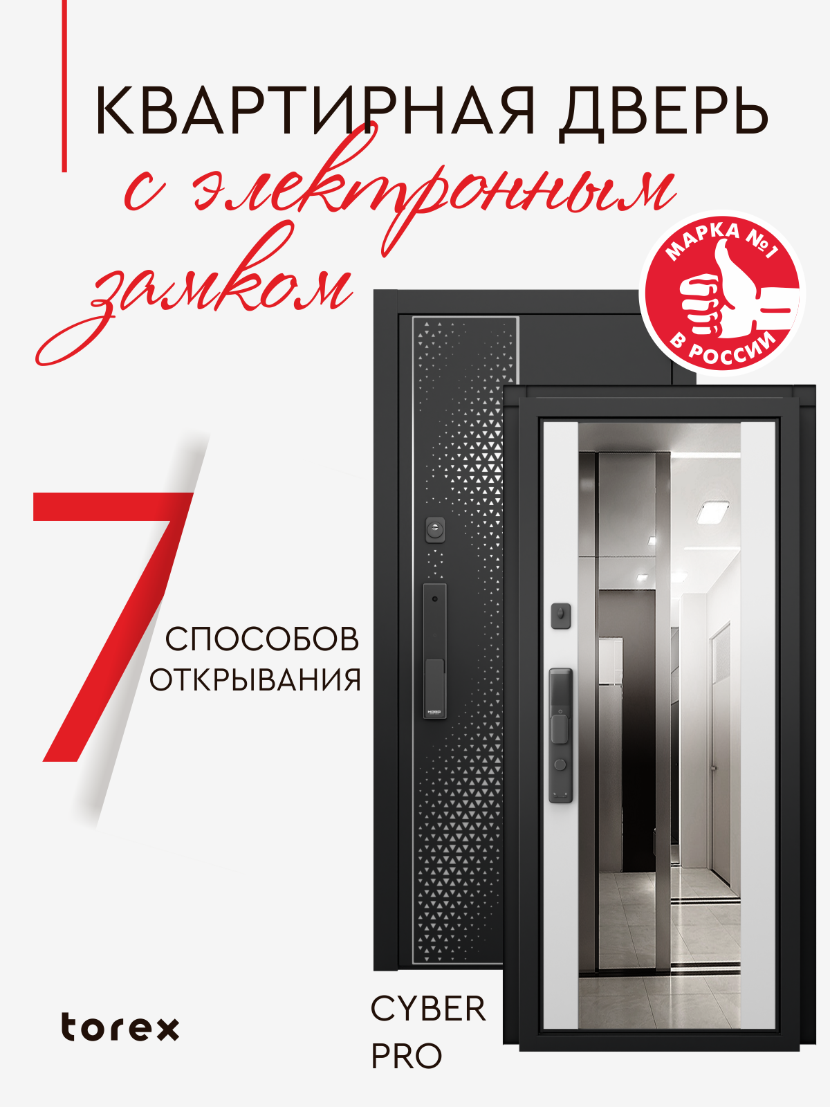 Изображение товара Входная дверь Torex Хьюго-3 левый 205x88см цвет колоре неро/бьянко с зеркалом