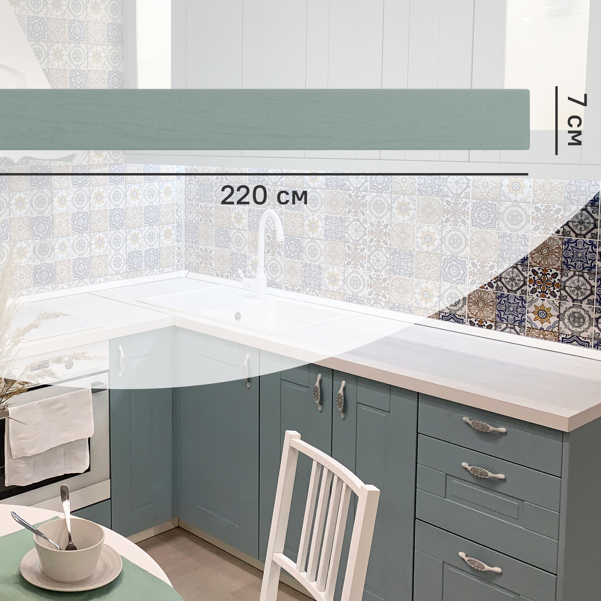 Изображение товара Карниз для кухонного шкафа Томари Delinia 220x7 см МДФ голубой