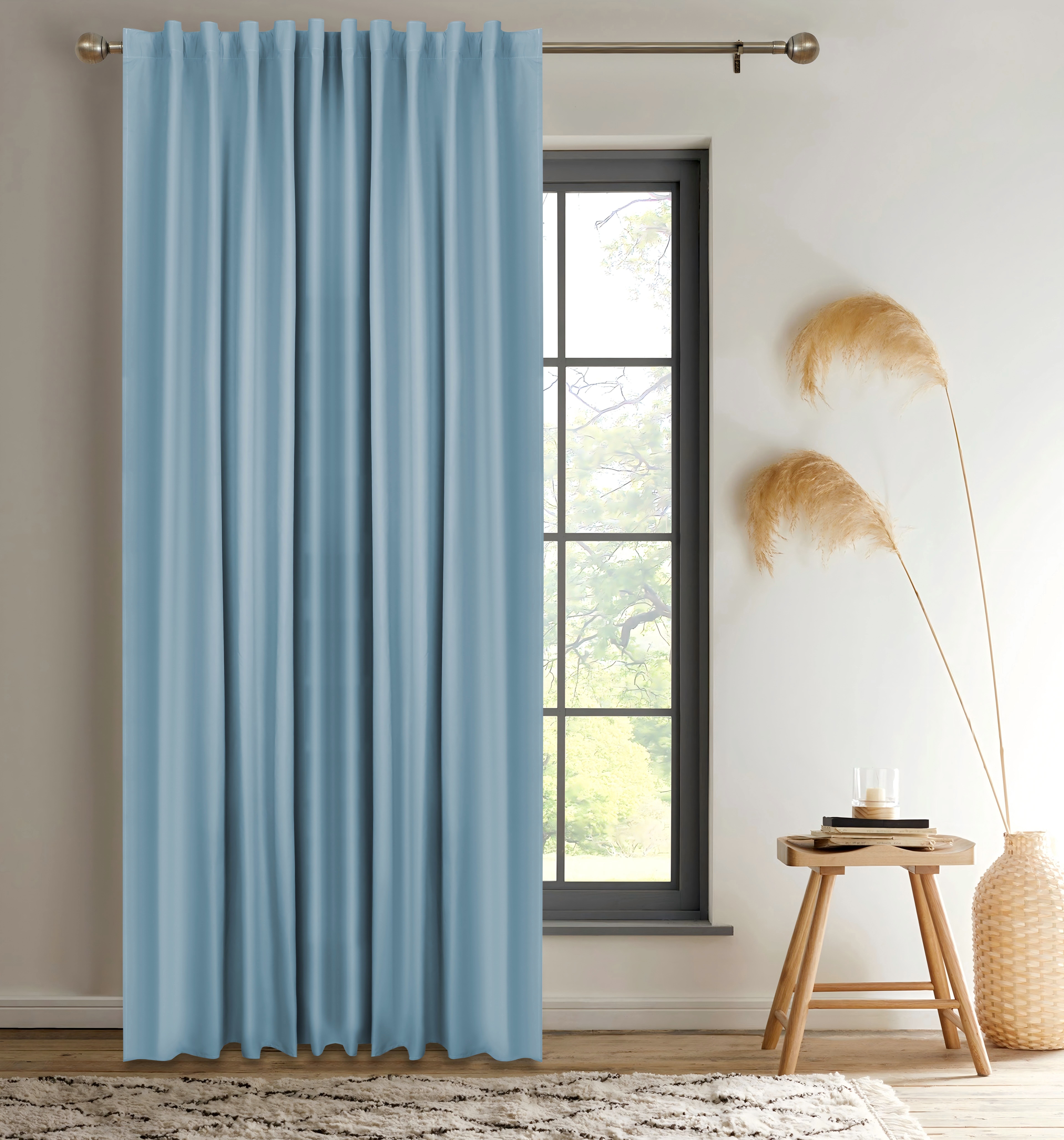 Изображение товара Штора на ленте со скрытыми петлями KREAFORTA Luce 210x280 см серо-синяя блэкаут