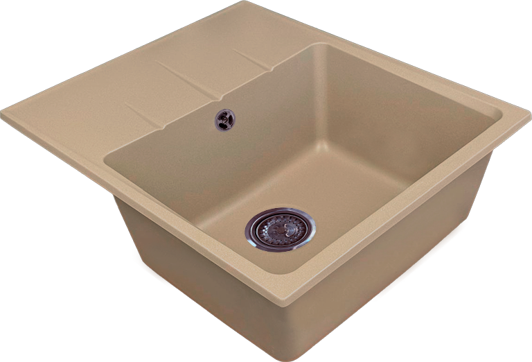Изображение товара Мойка кухонная врезная KONSENSA из кварца 50x57 см бежевый