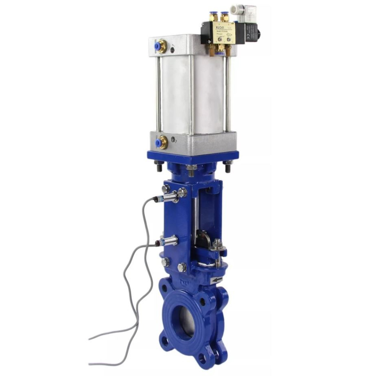 Изображение товара Задвижка с пневмоприводом Dn.ru D040-09919 DN300 PN10 с выдвижным шпинделем сталь