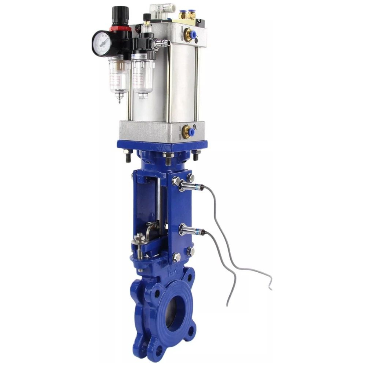 Изображение товара Задвижка с пневмоприводом DN.RU 100 мм PN16, чугун, выдвижной шпиндель