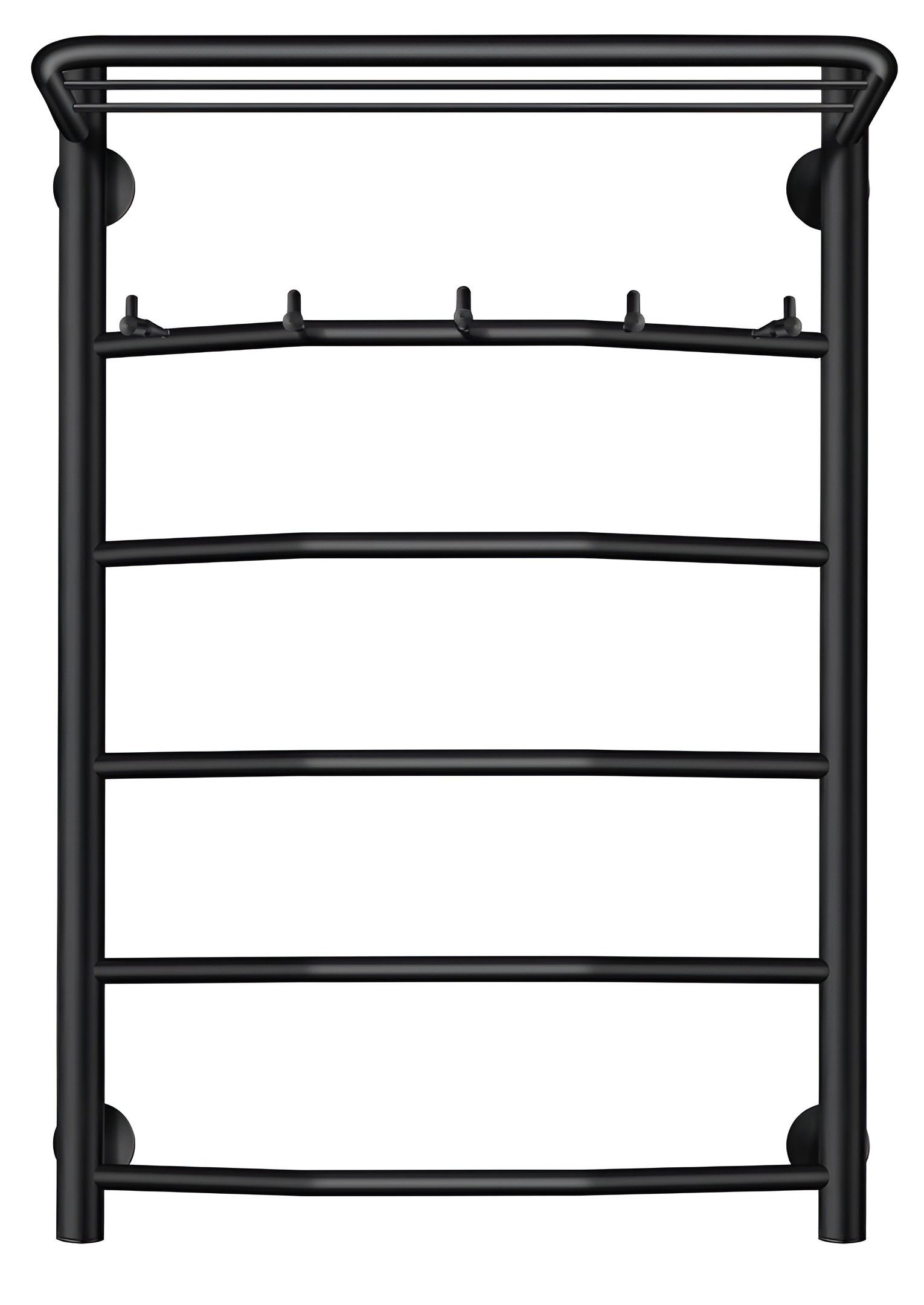 Изображение товара Полотенцесушитель водяной с полкой лесенка Secado Милан 1 ксп 800x600 мм универсальная подводка нержавеющая сталь цвет черный матовый