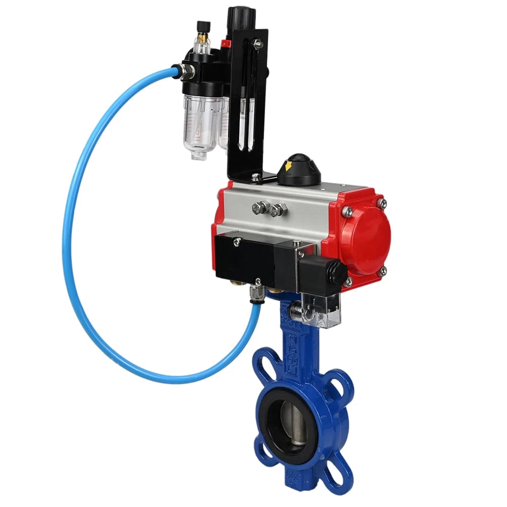 Изображение товара Затвор дисковый поворотный Dn.ru D050-08152 DN300 PN16 с пневмоприводом чугун