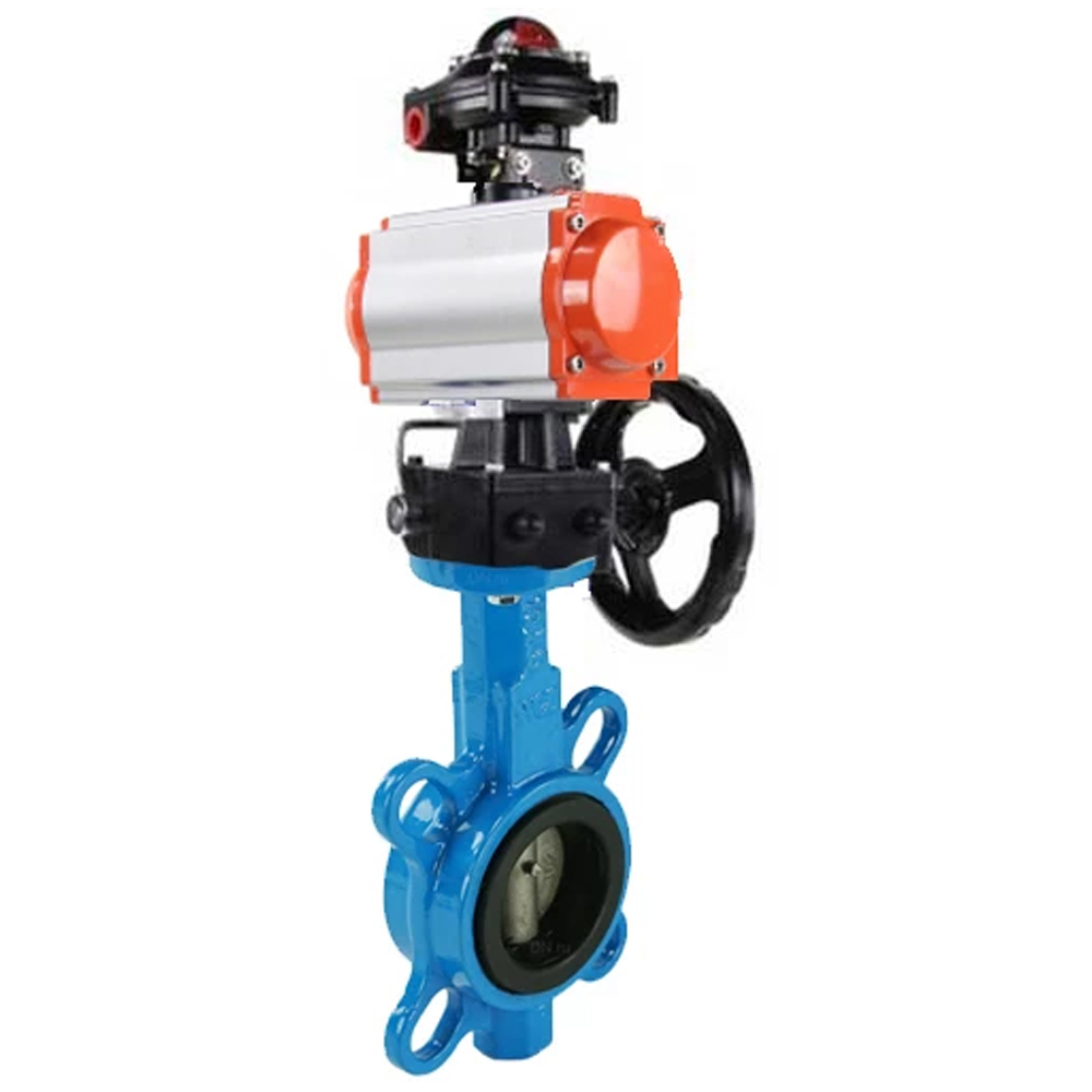 Изображение товара Затвор дисковый поворотный DN.RU 100, пневмопривод, чугун, DN100, PN16