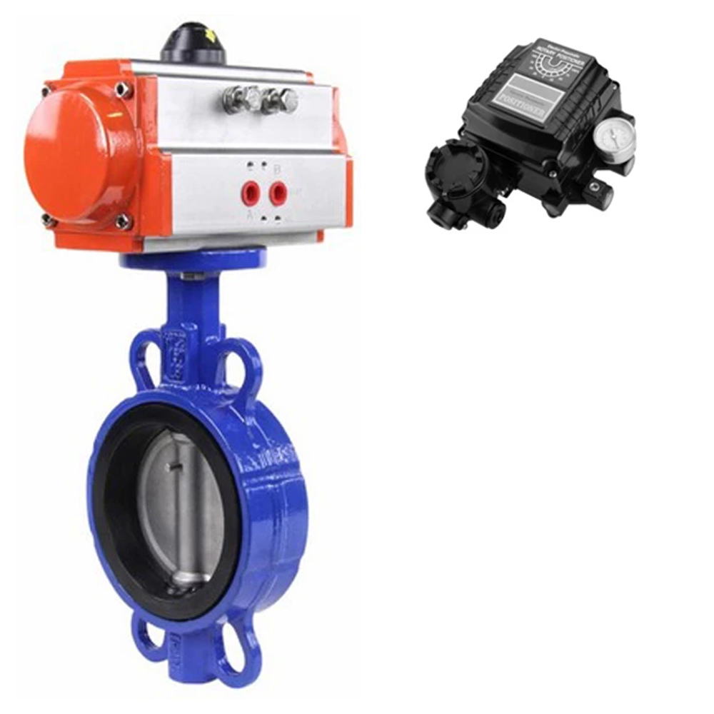 Изображение товара Затвор дисковый поворотный DN200 PN16 с пневмоприводом DN.RU