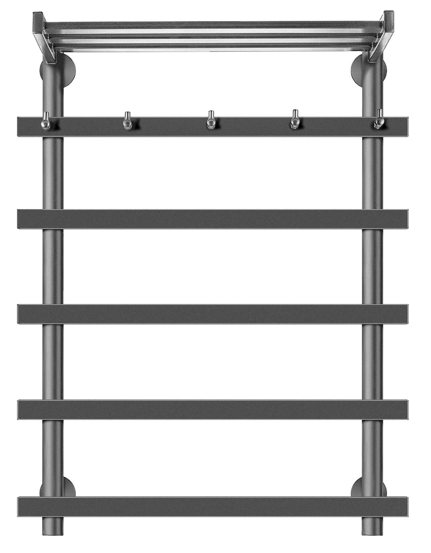Изображение товара Полотенцесушитель электрический Secado Понтида 1 КСП L 600x800 мм 300 Вт с терморегулятором и полкой лесенка цвет графит