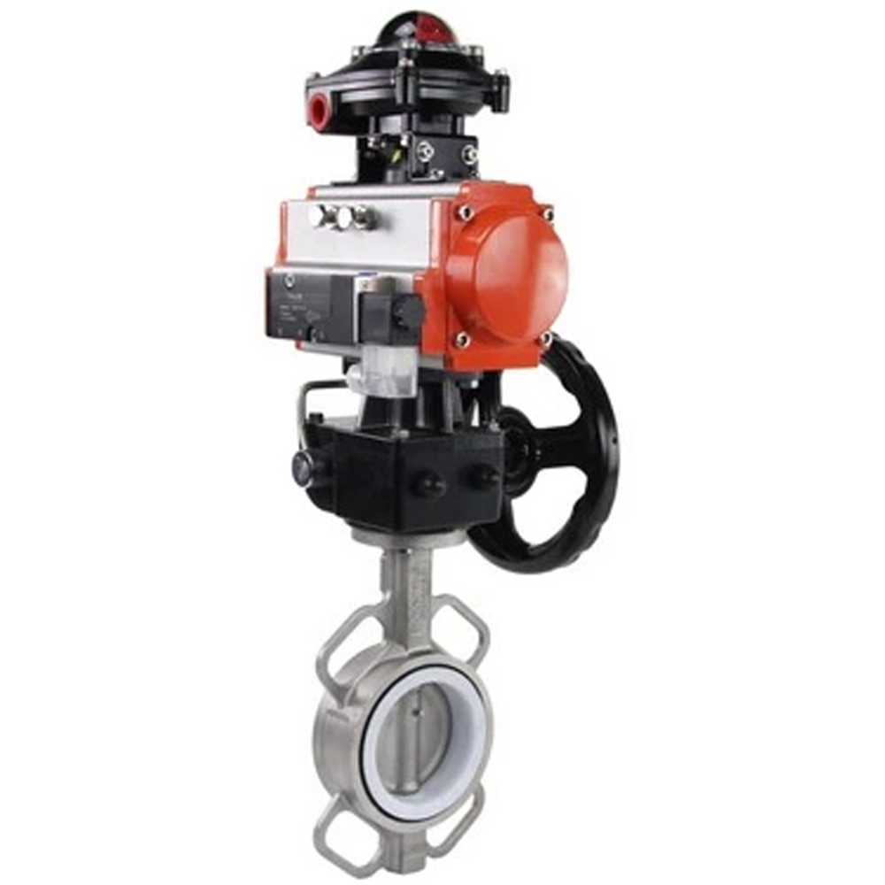 Изображение товара Затвор дисковый поворотный DN150 PN16 с пневмоприводом DN.RU