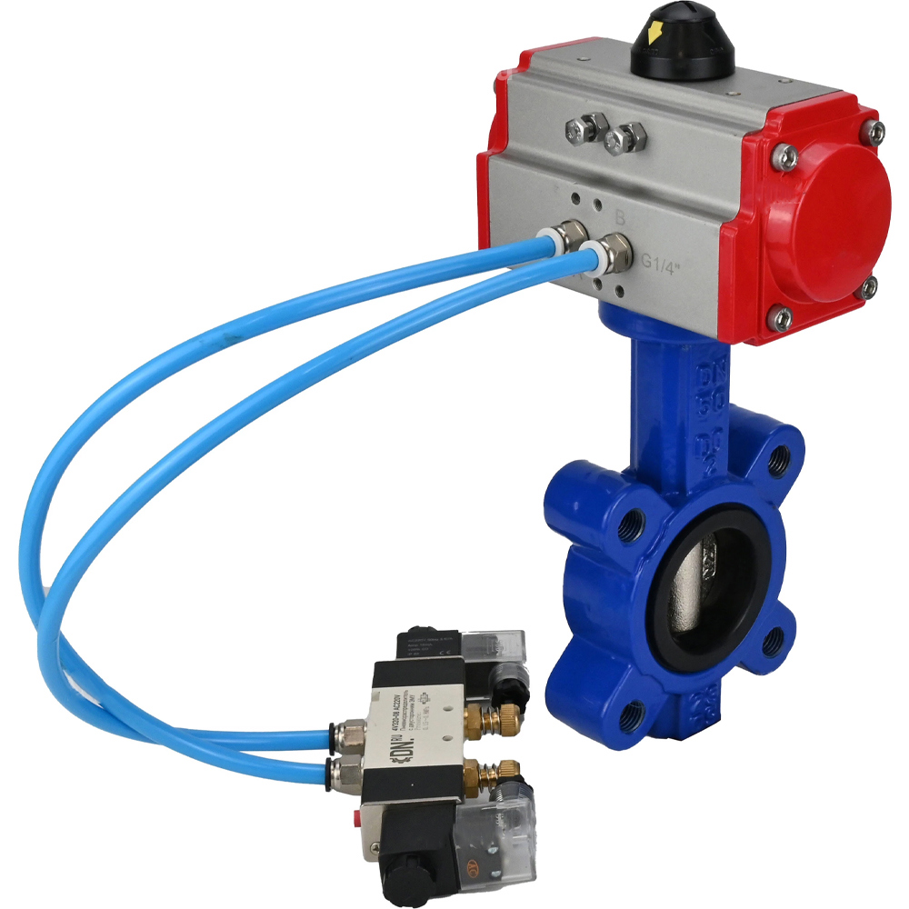 Изображение товара Затвор дисковый поворотный DN65 DN.RU с пневмоприводом