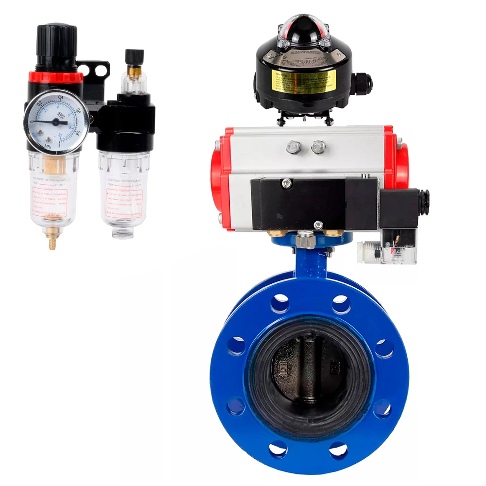 Изображение товара Затвор дисковый поворотный DN.ru D050-56650 100 DN100 PN16 с пневмоприводом