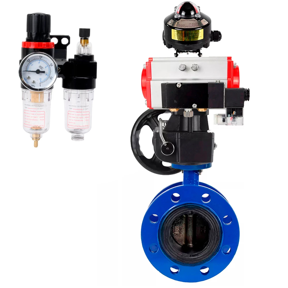 Изображение товара Затвор дисковый поворотный DN.ru 65 мм DN65 PN16 с пневмоприводом