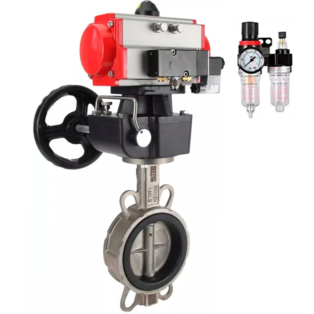 Изображение товара Затвор дисковый поворотный DN50 D050-49332 с пневмодривом, нержавеющая сталь