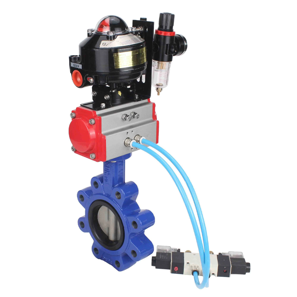 Изображение товара Затвор дисковый поворотный DN80 PN16 с пневмоприводом DN.RU