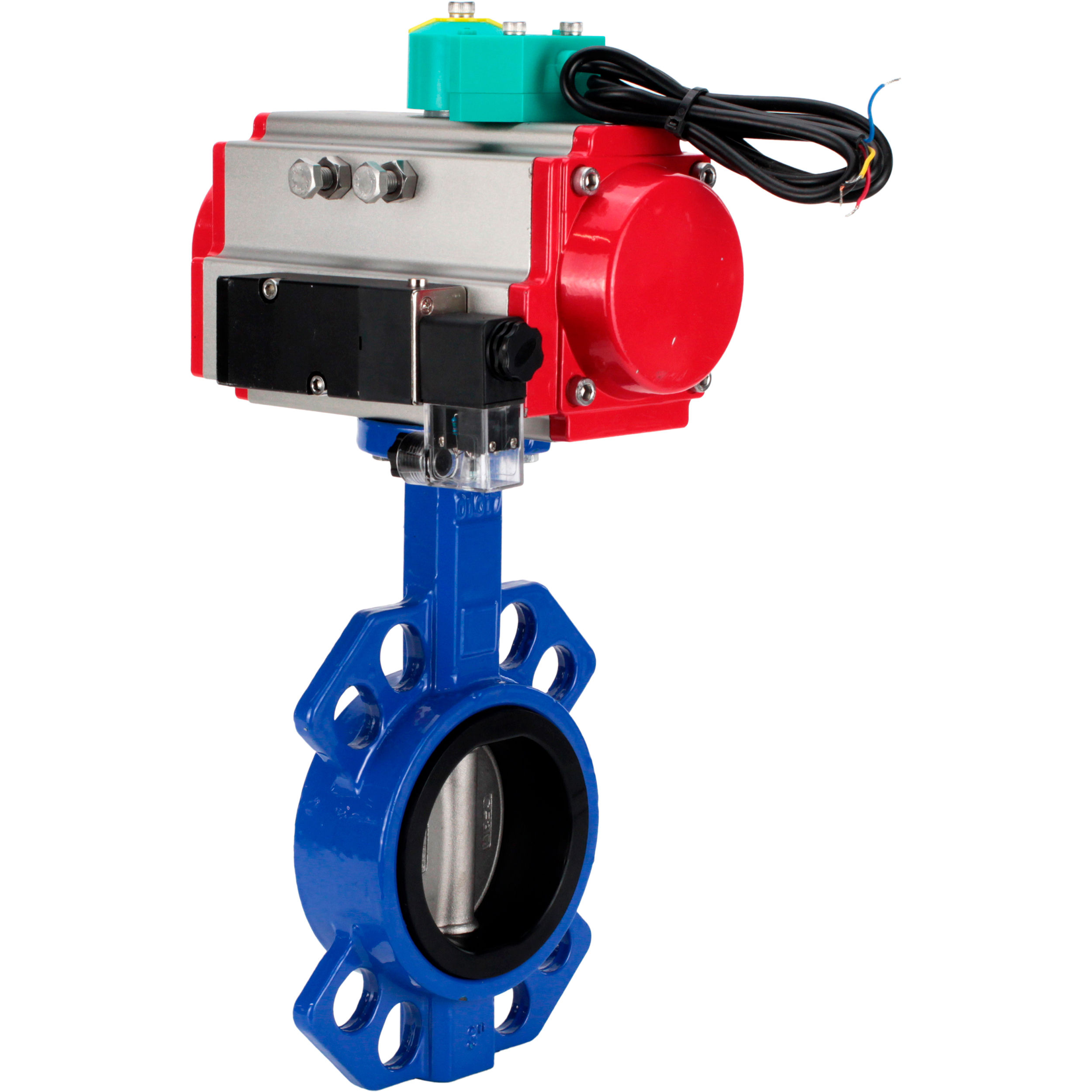 Изображение товара Затвор дисковый DN.ru D050-86000 Дисковый поворотный с пневмоприводом, чугун