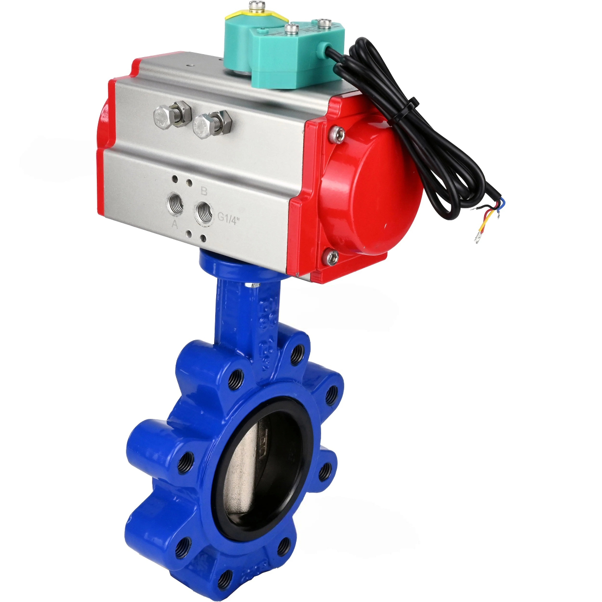 Изображение товара Затвор дисковый поворотный DN.ru D050-86140, DN150 PN16, с пневмоприводом