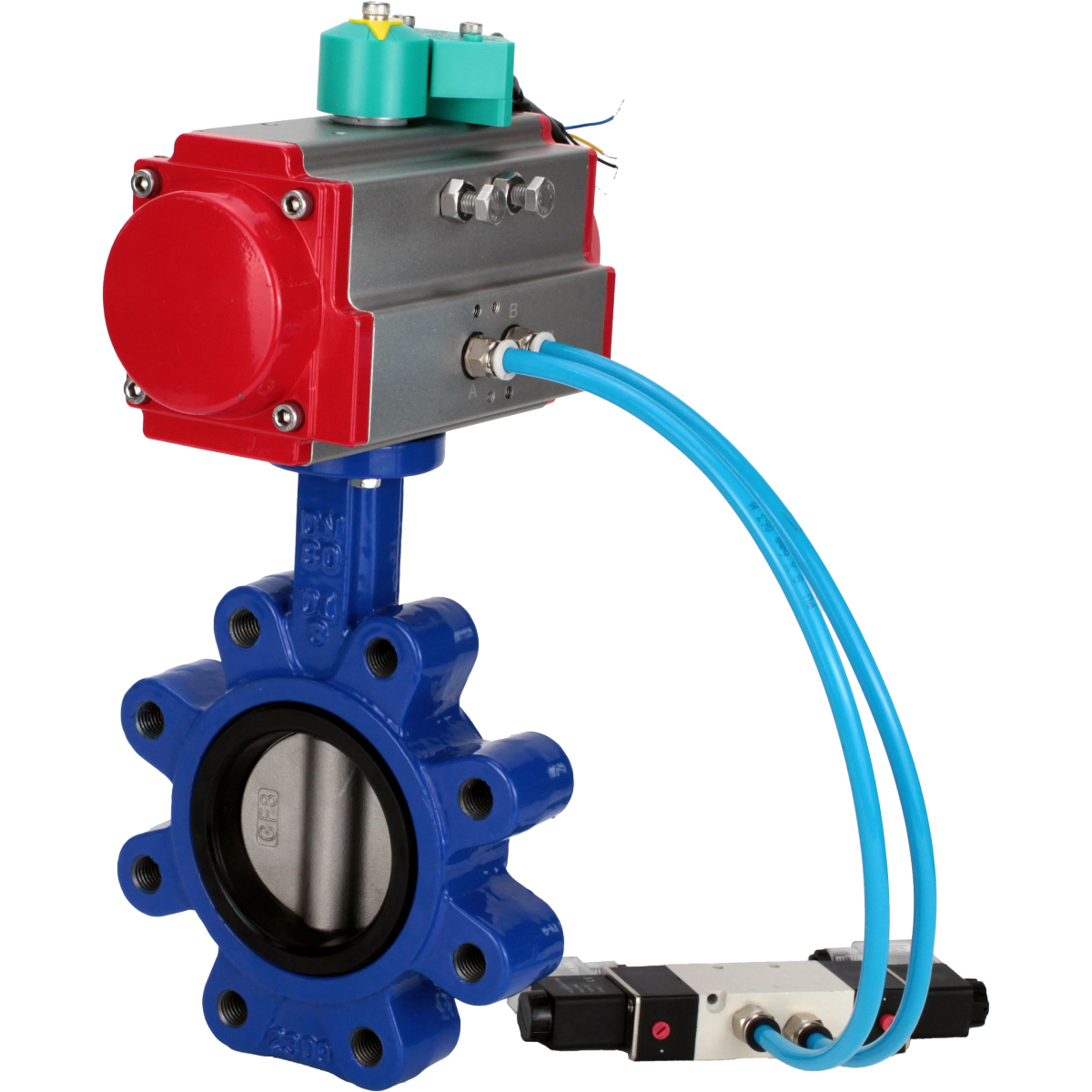 Изображение товара Затвор дисковый поворотный DN.ru D050-86162 DN100 PN16 с пневмоприводом