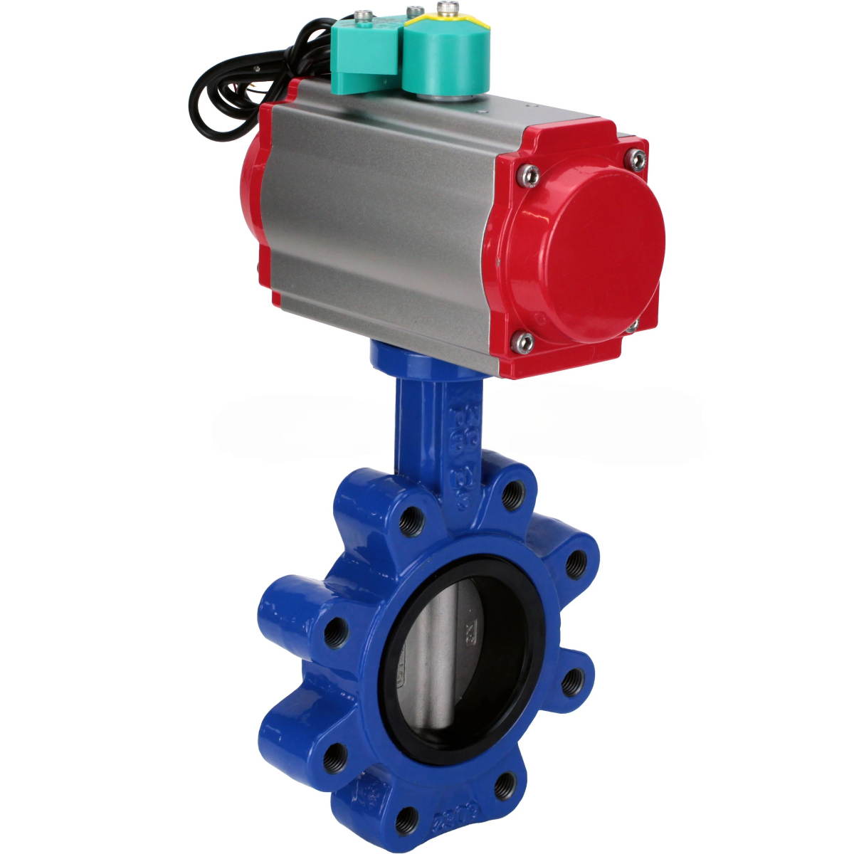 Изображение товара Затвор дисковый поворотный Dn.ru D050-86168 DN100 PN16 с пневмоприводом чугун