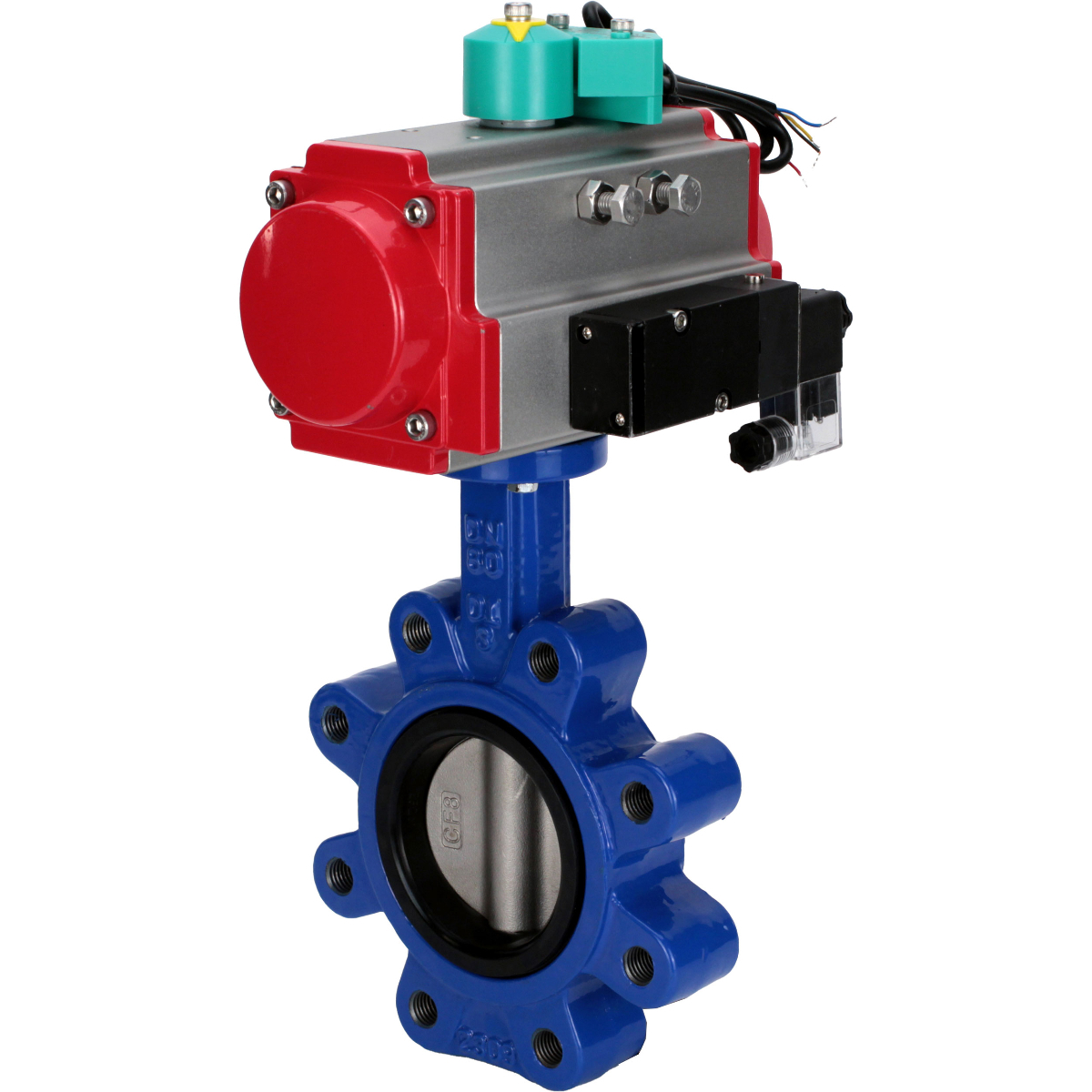 Изображение товара Затвор дисковый поворотный DN.RU D050-86176 150 PN16 с пневмоприводом