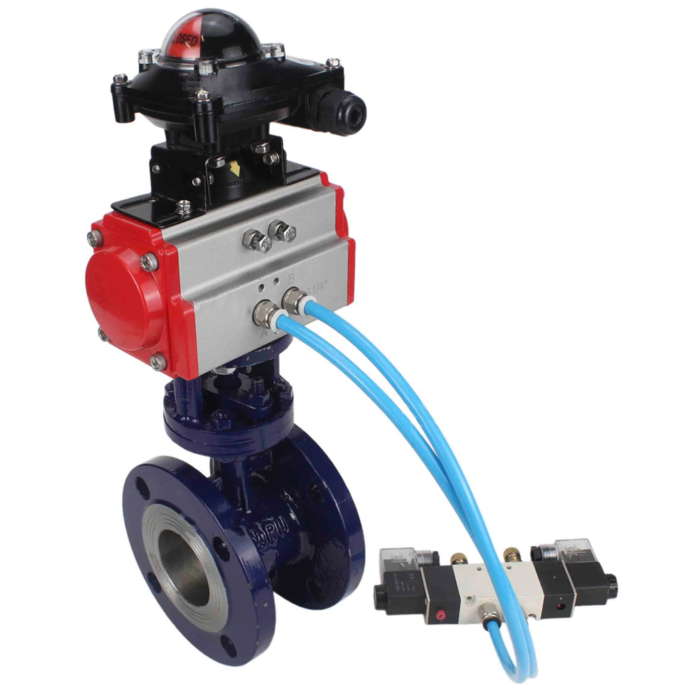 Изображение товара Затвор дисковый поворотный DN65 PN25 с пневмоприводом DN.RU