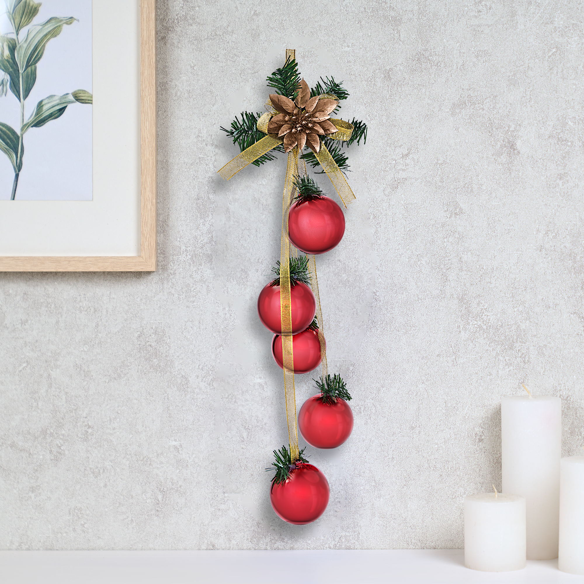 Изображение товара Декоративное новогоднее украшение KREAFORTA Шары 47 см красный для елки и интерьера