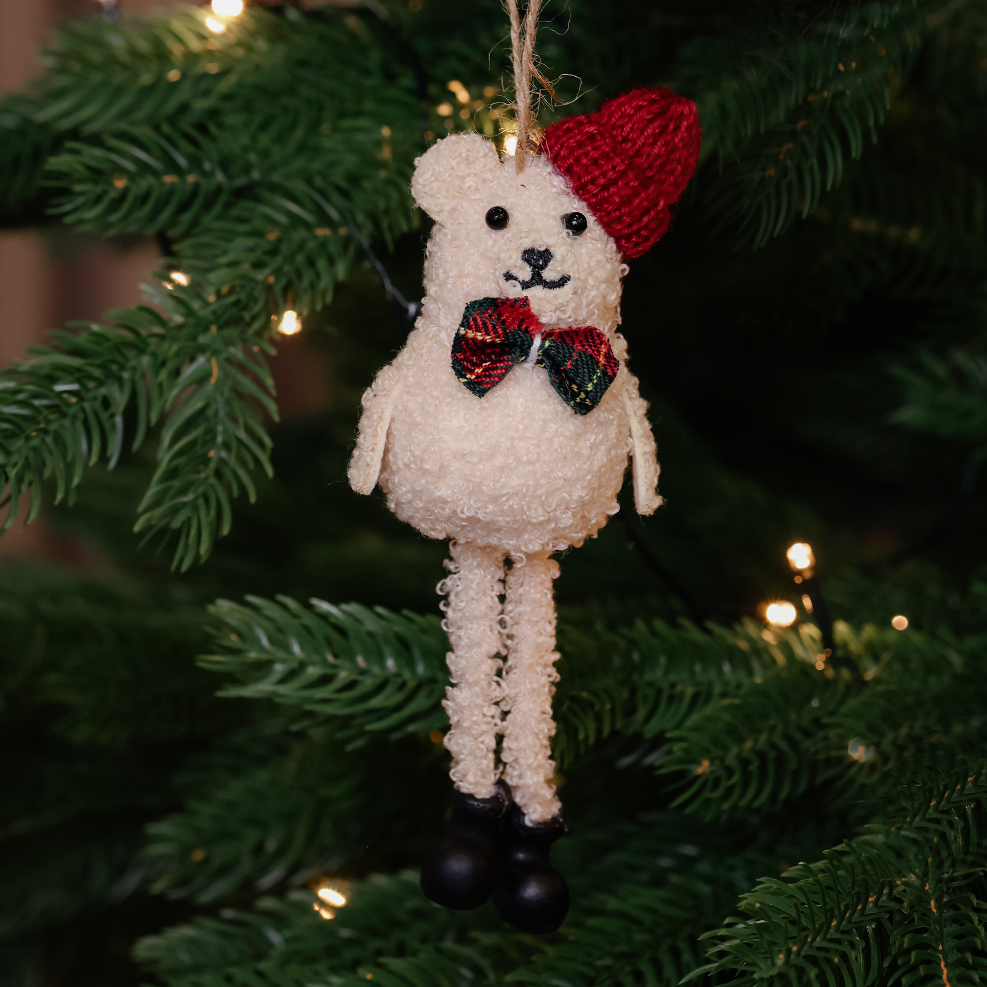 Изображение товара Подвесное украшение Мишка в шапочке 5x7x16.5 см разноцветный для елки и интерьера