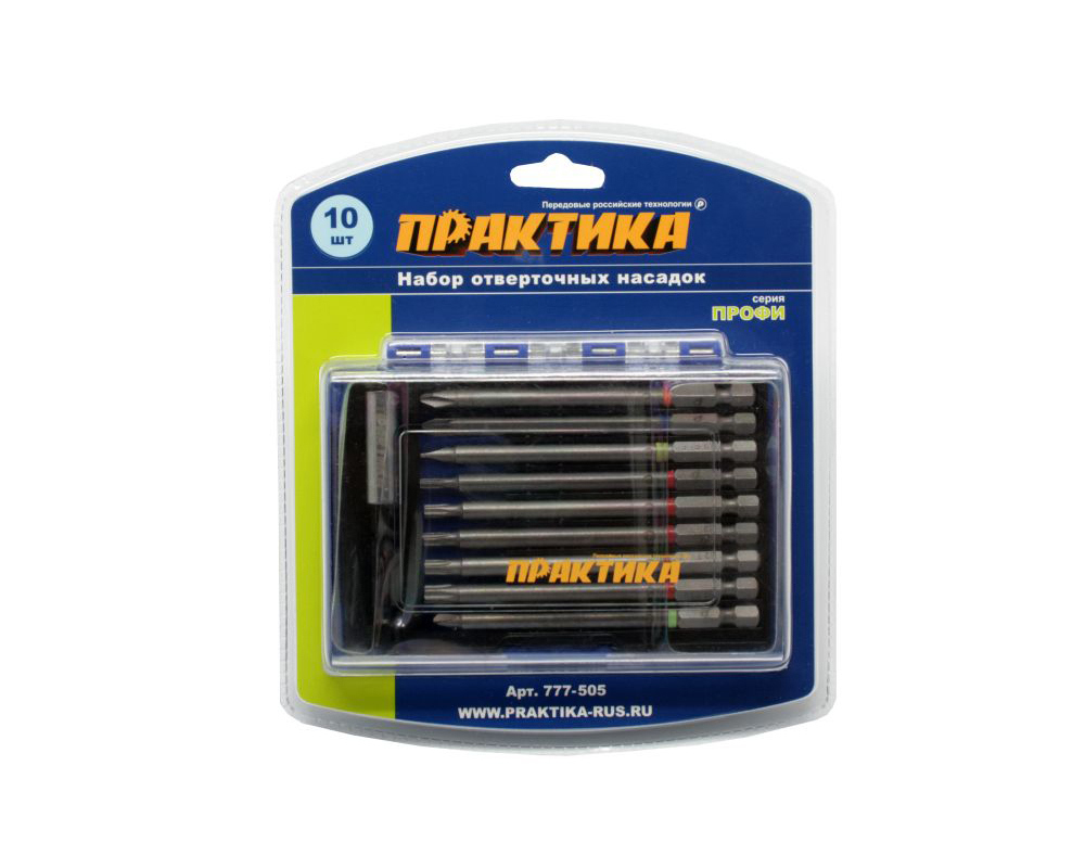 Изображение товара Набор бит Практика Профи 777-505 10 шт. для дрелей и шуруповертчиков