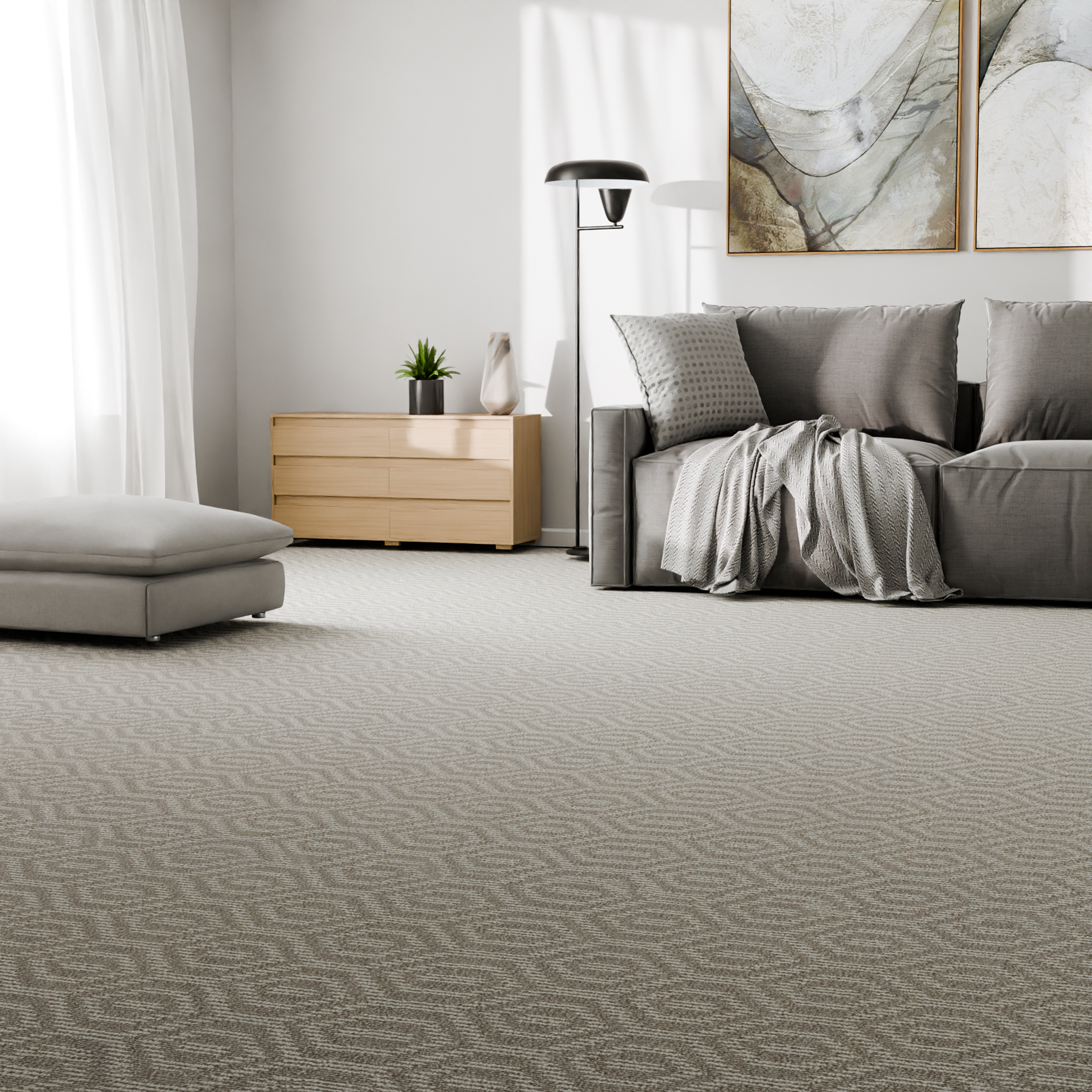 Изображение товара Ковровое покрытие Андрия 4 м серый из полипропилена с ворсом скролл