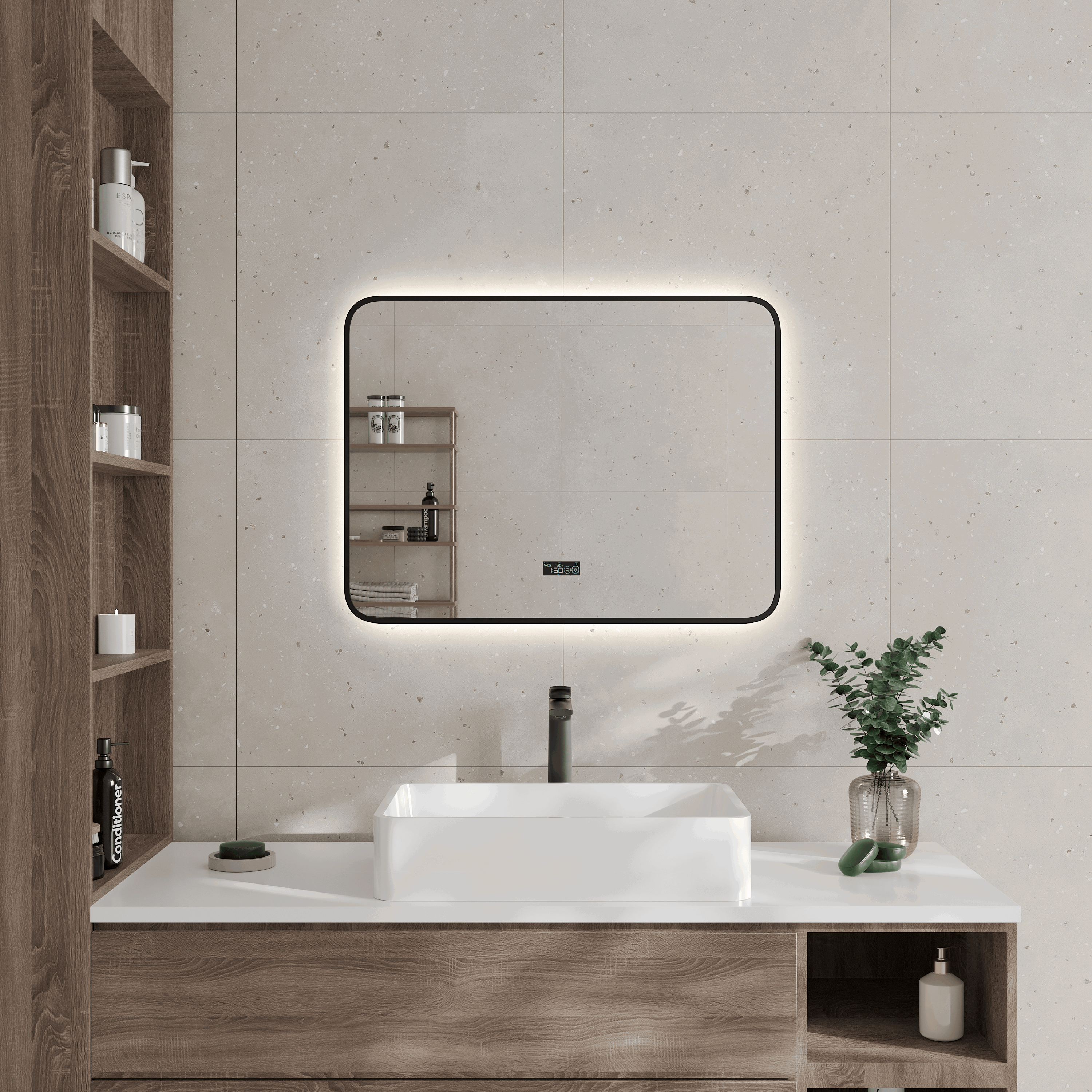 Изображение товара Зеркало для ванной Drive с подсветкой 80x60 см черное