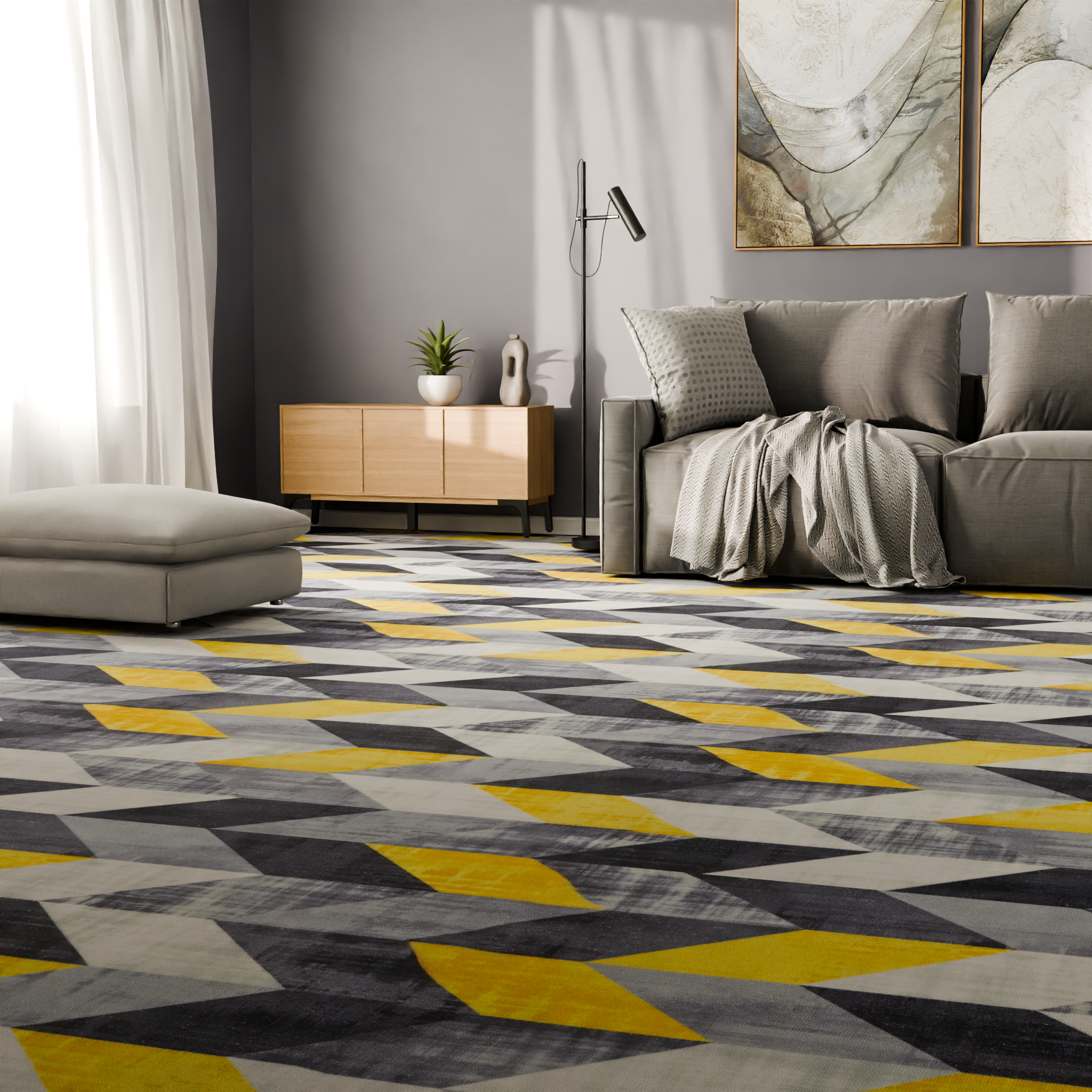 Изображение товара Ковровое покрытие полиамид Ottava 137_5265 2 м серый на геометрический рисунок