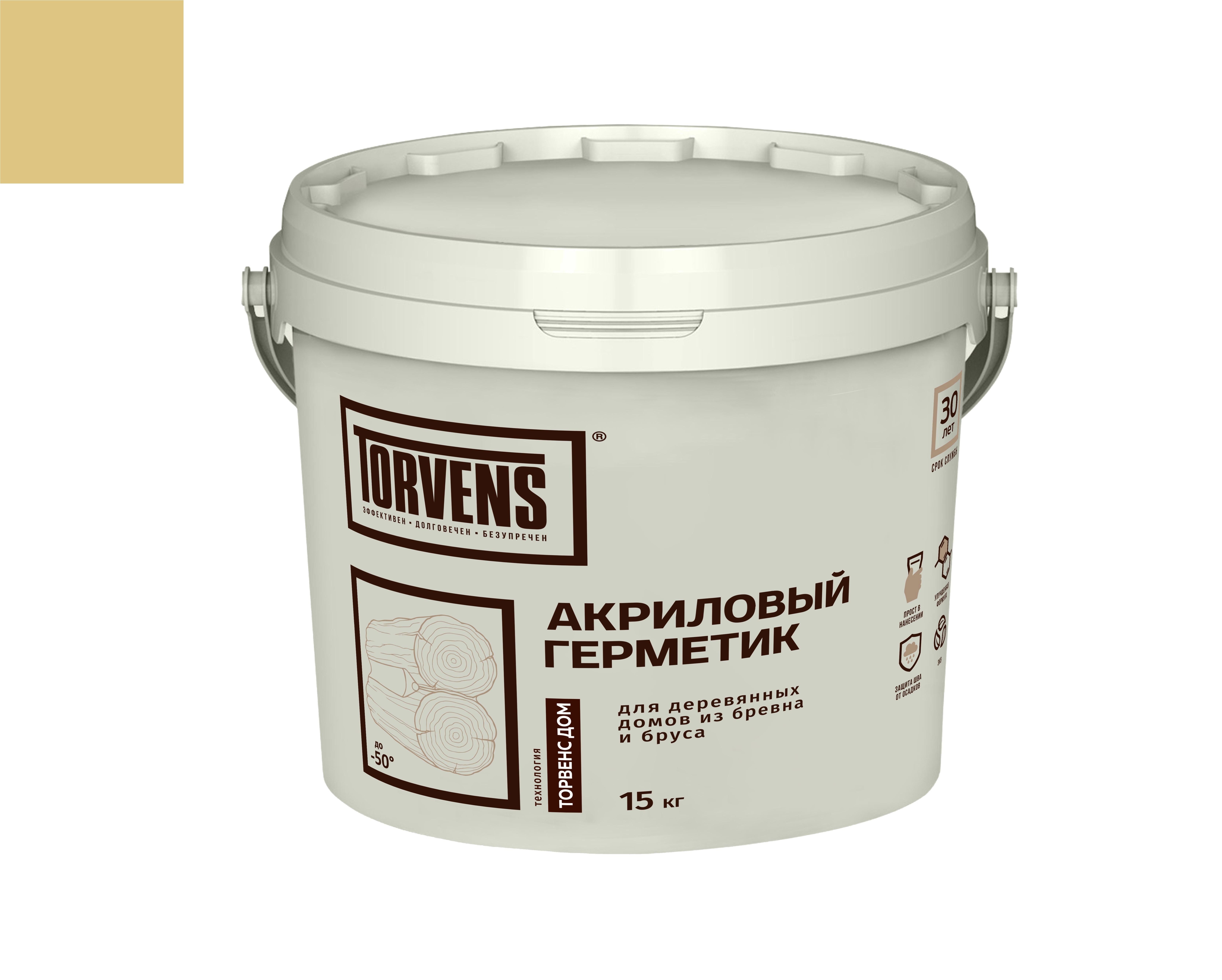 Изображение товара Герметик Torvens для дерева акриловый шов стыки трещины цвет светлая сосна 15 кг