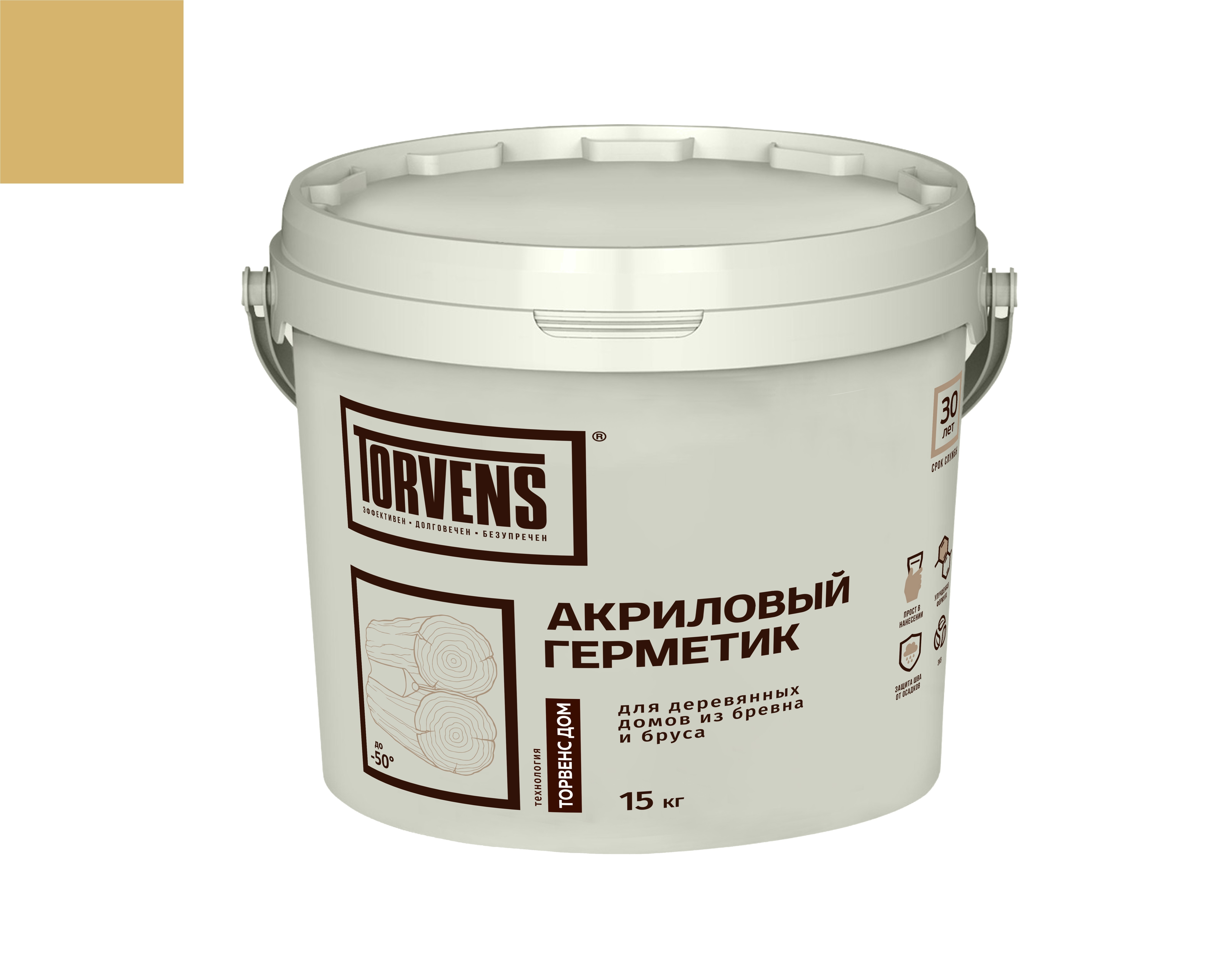 Изображение товара Герметик Torvens для дерева акриловый шов стыки трещины цвет сосна 15 кг