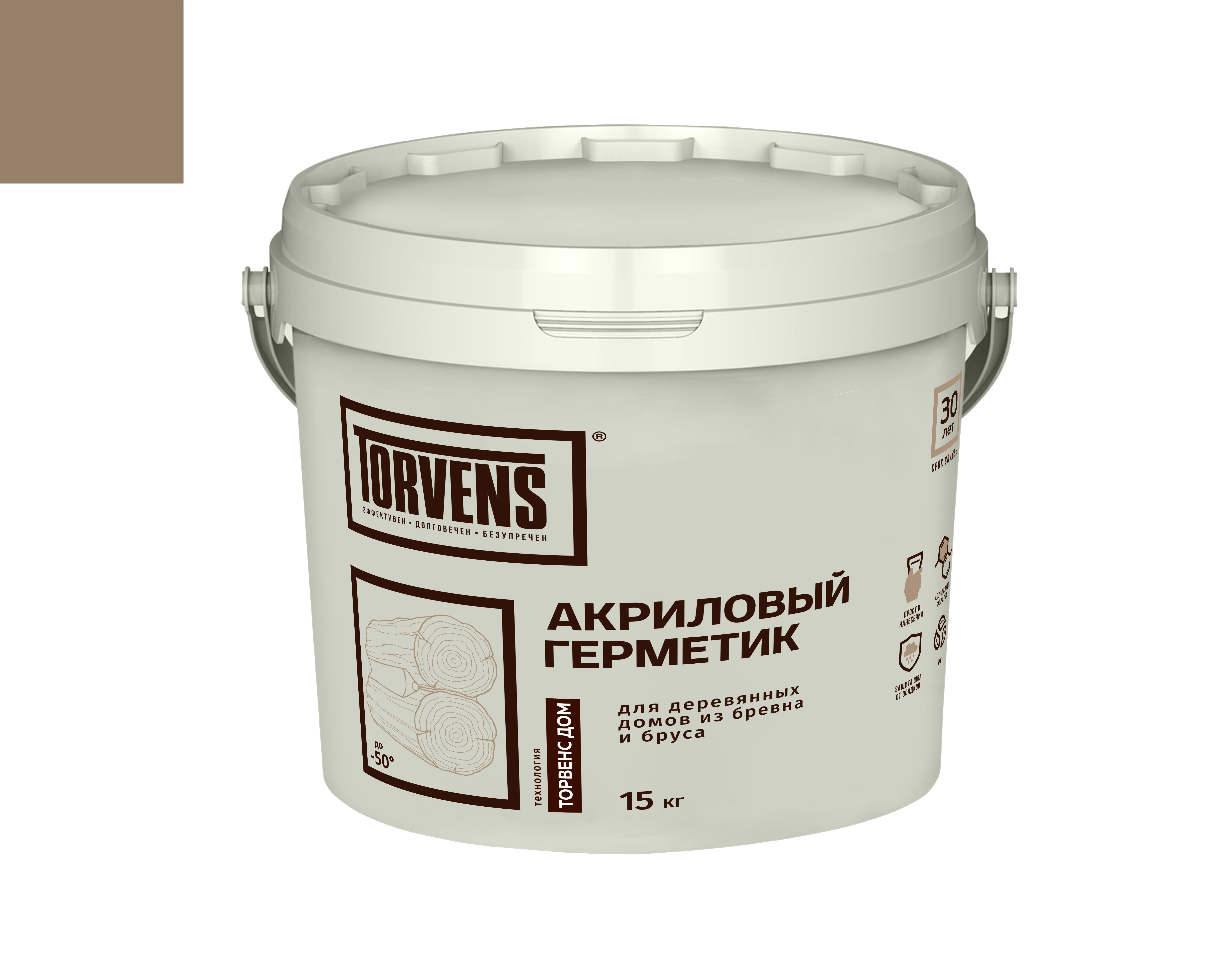 Изображение товара Герметик Torvens акриловый тёмный шоколад для дерева 15 кг