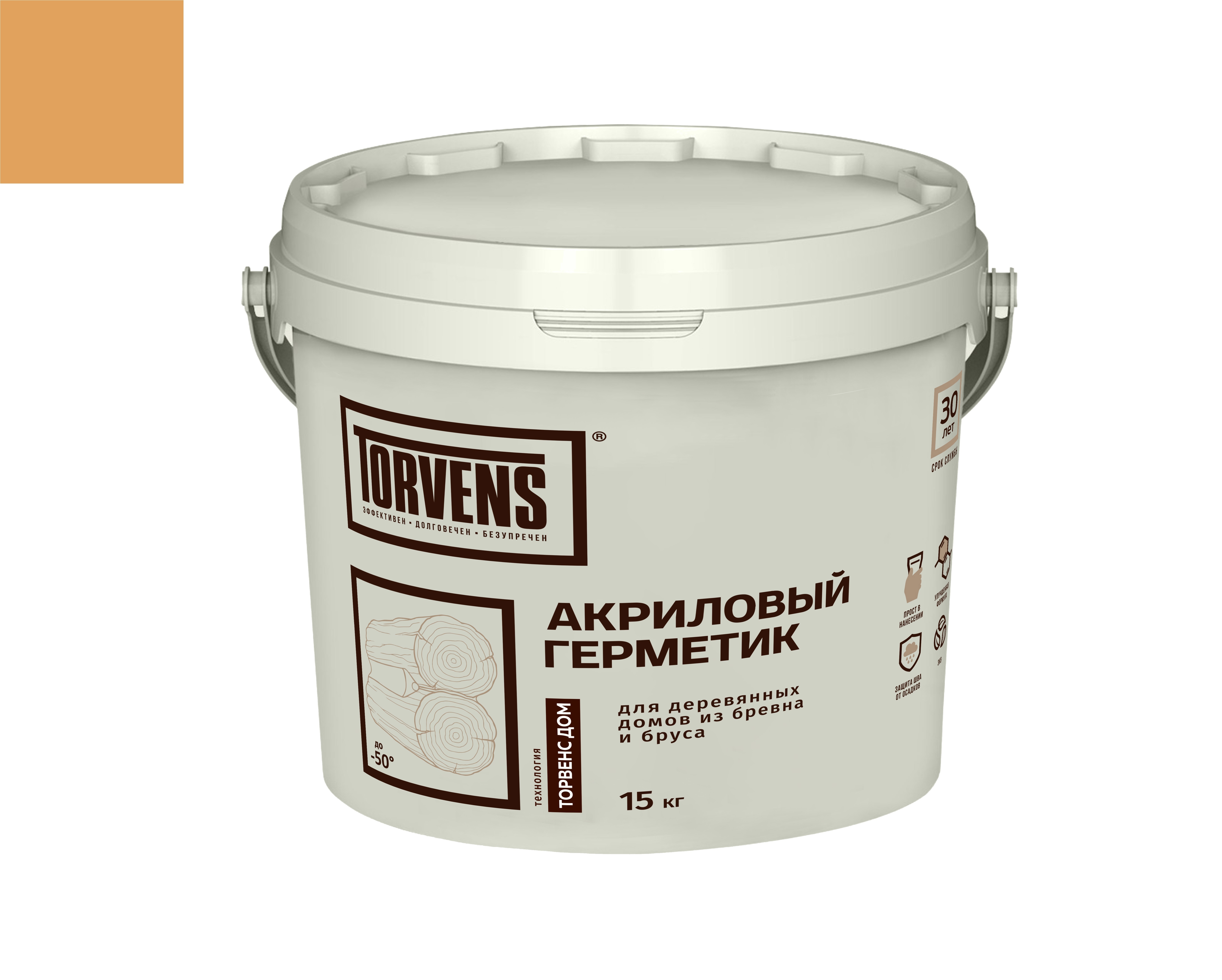 Изображение товара Герметик Torvens для дерева акриловый шов стыки трещины цвет медовый 15 кг Изображение товара Герметик Torvens для дерева акриловый шов стыки трещины цвет медовый 15 кг