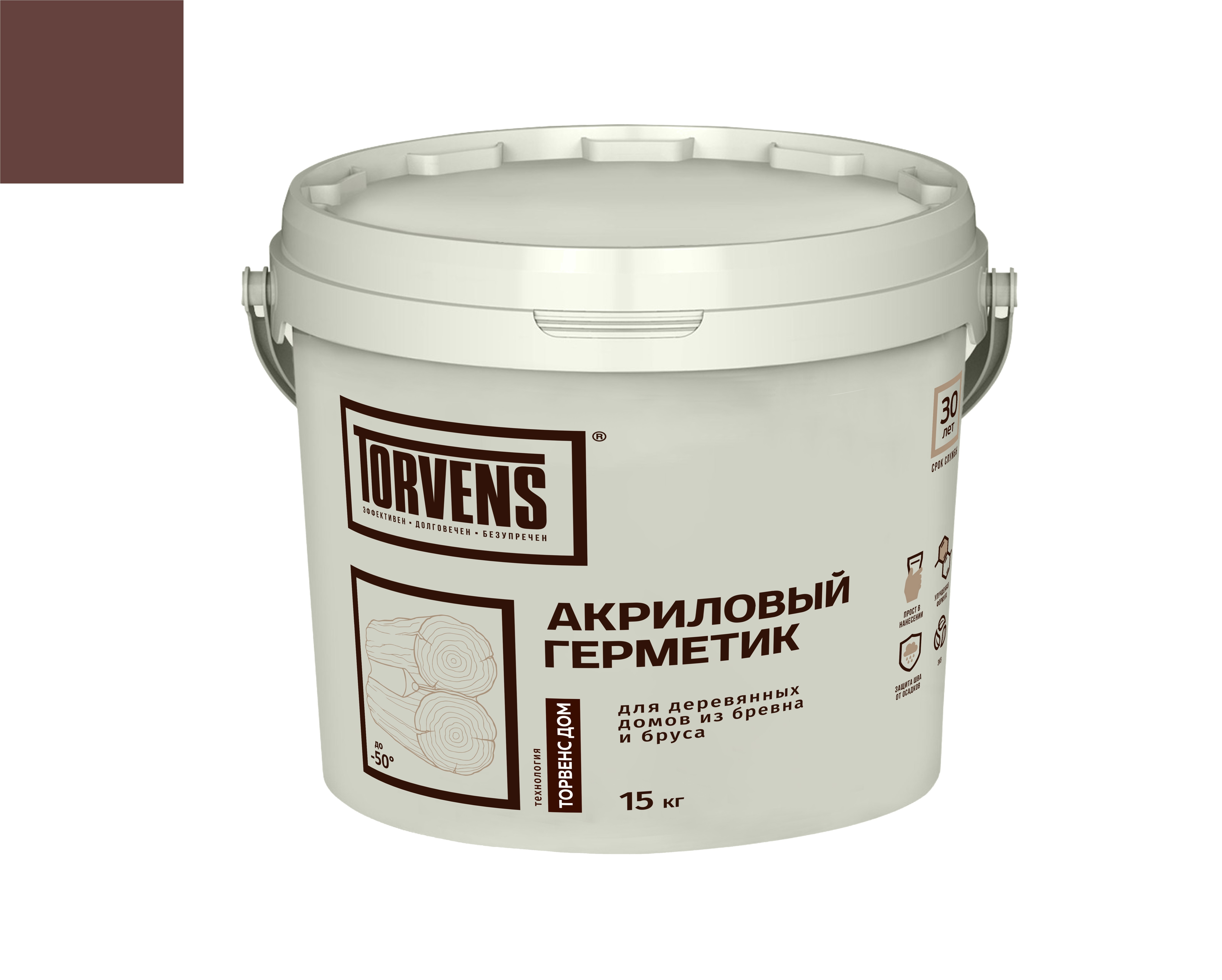 Изображение товара Герметик Torvens для дерева акриловый шов стыки трещины цвет тик 15 кг