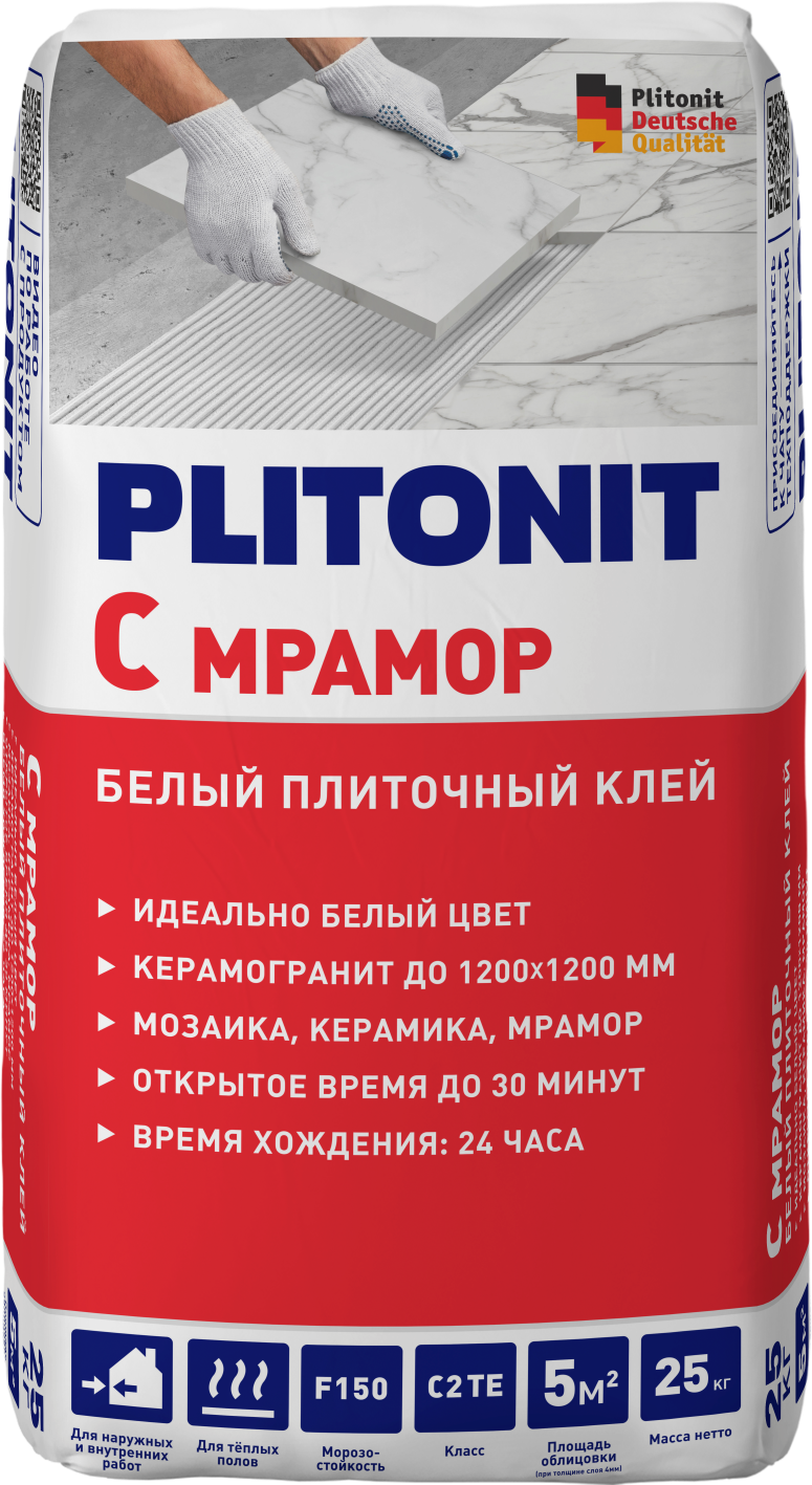 Изображение товара Клей для плитки Plitonit С2ТЕ Мрамор 25 кг для внутренней и наружной отделки