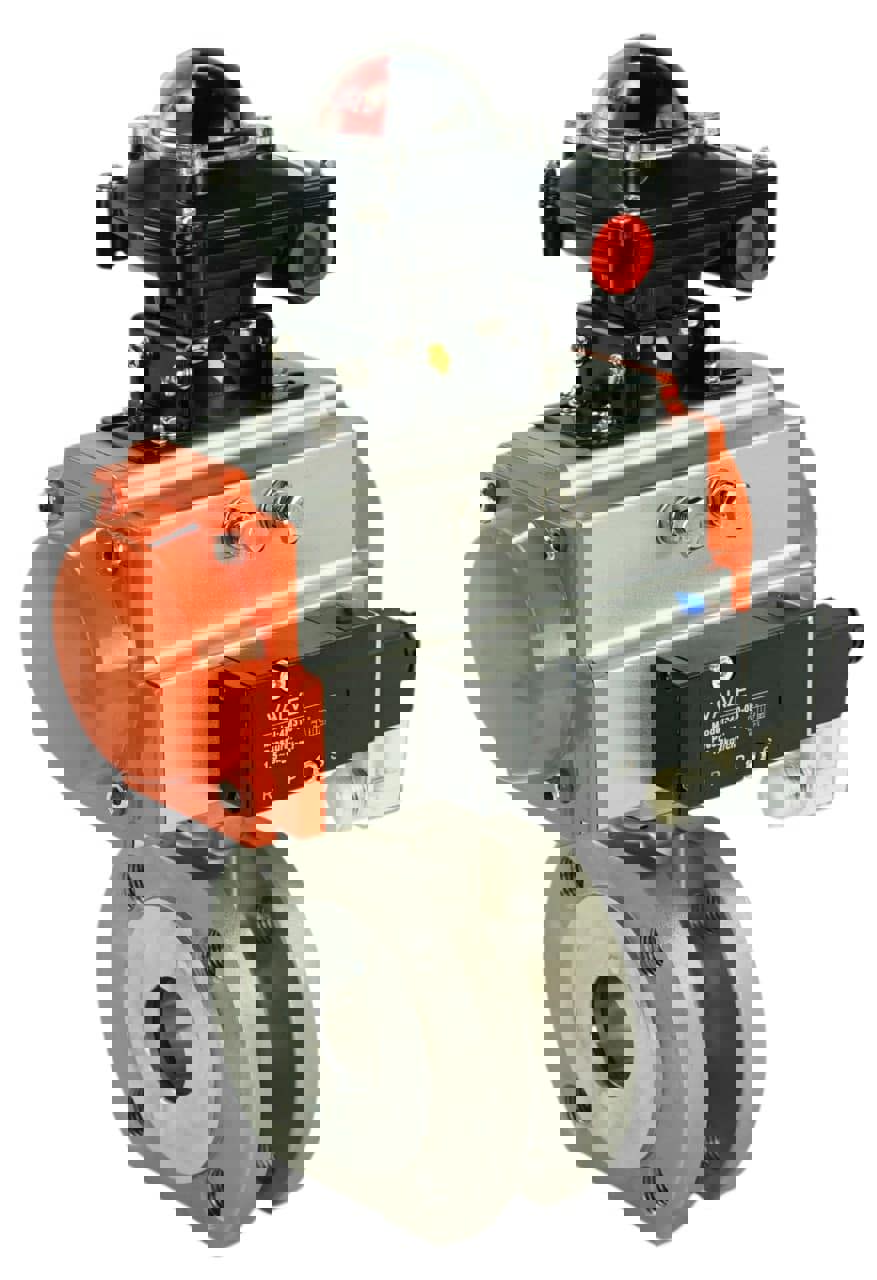 Изображение товара Пневматический кран шаровой DN.ru D160-22557 из нержавеющей стали Ду80 Ру16