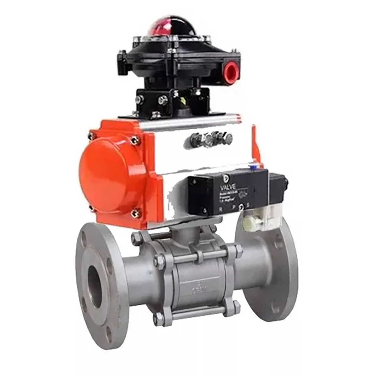 Изображение товара Кран шаровой прямой DN.ru D160-30218 DN100 PN16 с пневмоприводом нержавеющая сталь