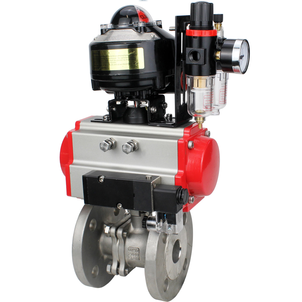 Изображение товара Кран шаровой DN150 PN16 с пневмоприводом, нержавеющая сталь, DN.RU