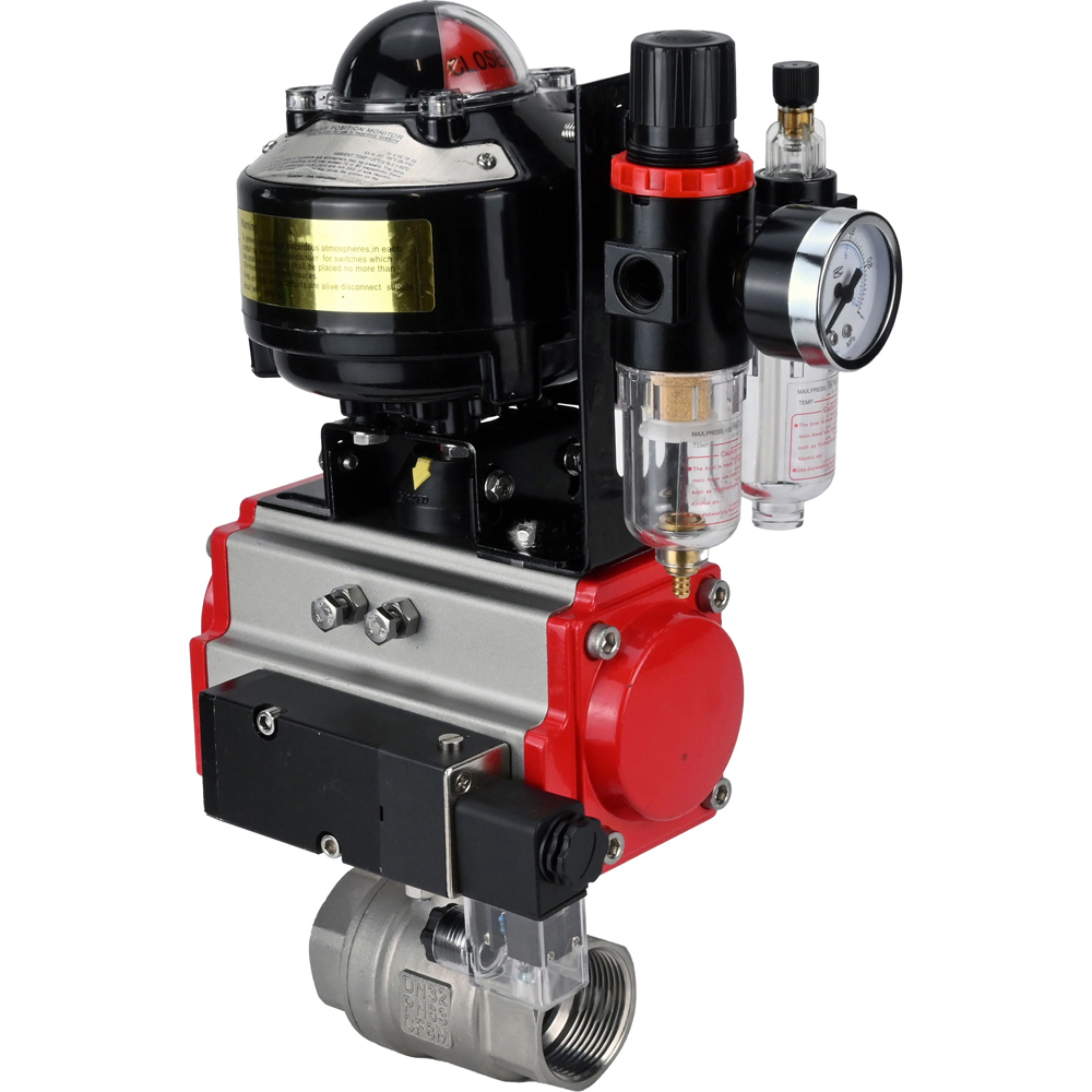 Изображение товара Кран шаровой DN65 DN.RU 2 1/2" PN40 с пневмоприводом