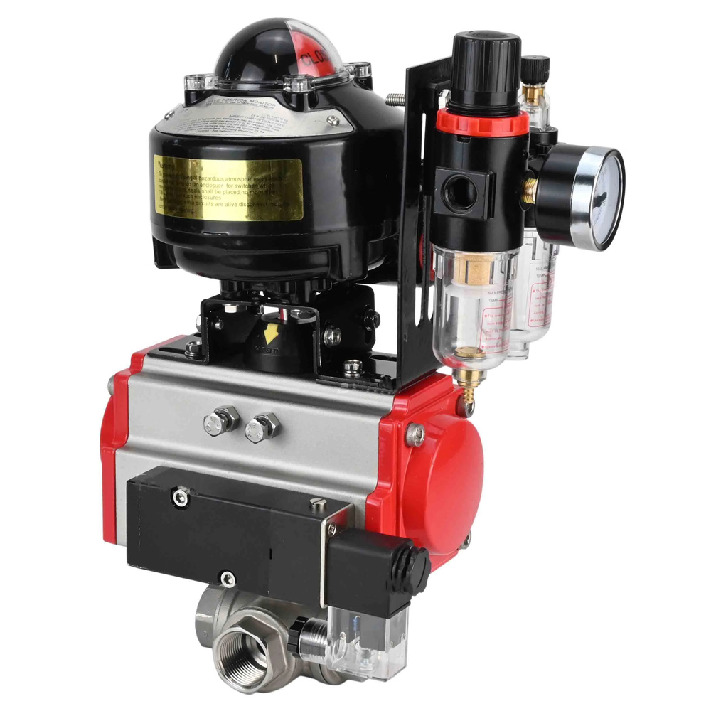 Изображение товара Кран шаровой DN.RU DN65 PN40 2 1/2" ВР с пневмоприводом из нержавейки