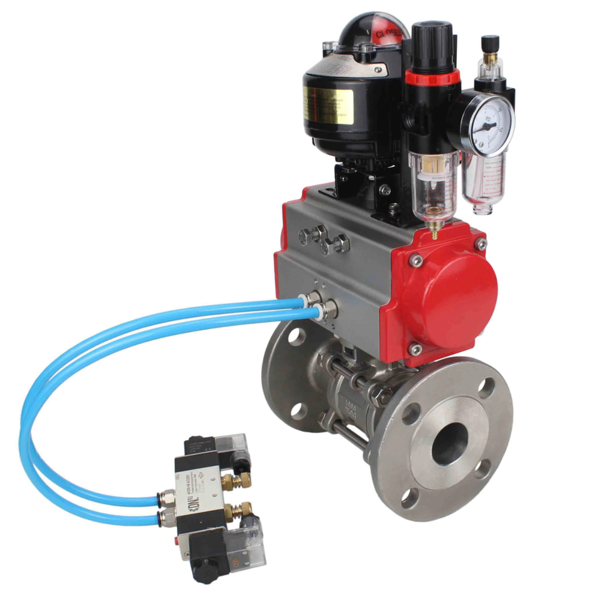 Изображение товара Кран шаровой DN15 PN40 с пневмоприводом, нерж. сталь, DN.RU