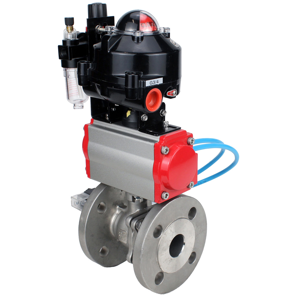 Изображение товара Кран шаровой прямой DN.ru D160-30531 DN32 PN40 с пневмоприводом нержавеющая сталь