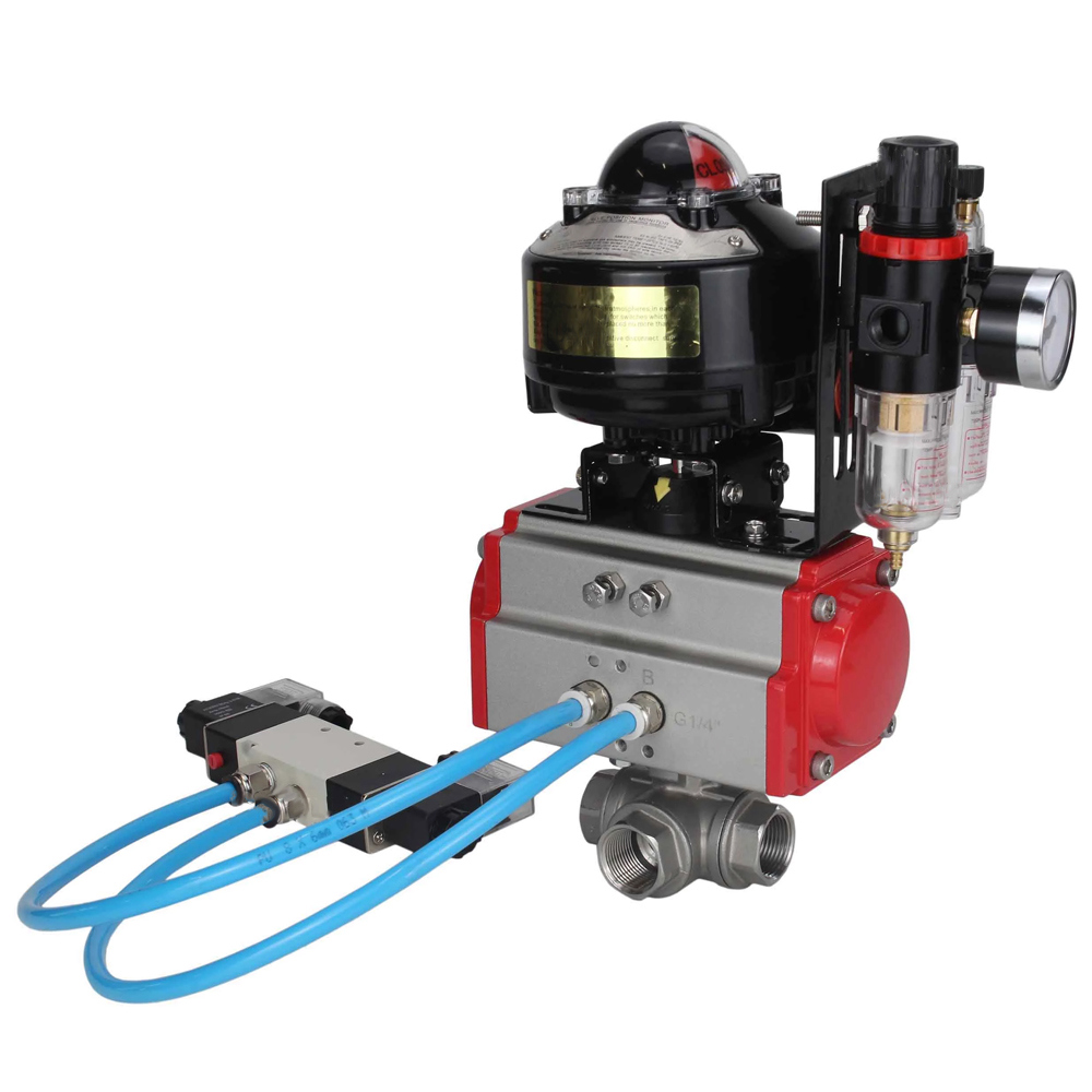 Изображение товара Кран шаровой угловой DN.ru D160-30584 DN32 PN63 1 1/4" ВР с пневмоприводом нержавеющая сталь Изображение товара Кран шаровой угловой DN.ru D160-30584 DN32 PN63 1 1/4" ВР с пневмоприводом нержавеющая сталь