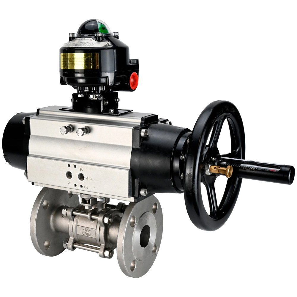 Изображение товара Кран шаровой DN65 PN25 с пневмоприводом, нержавеющая сталь